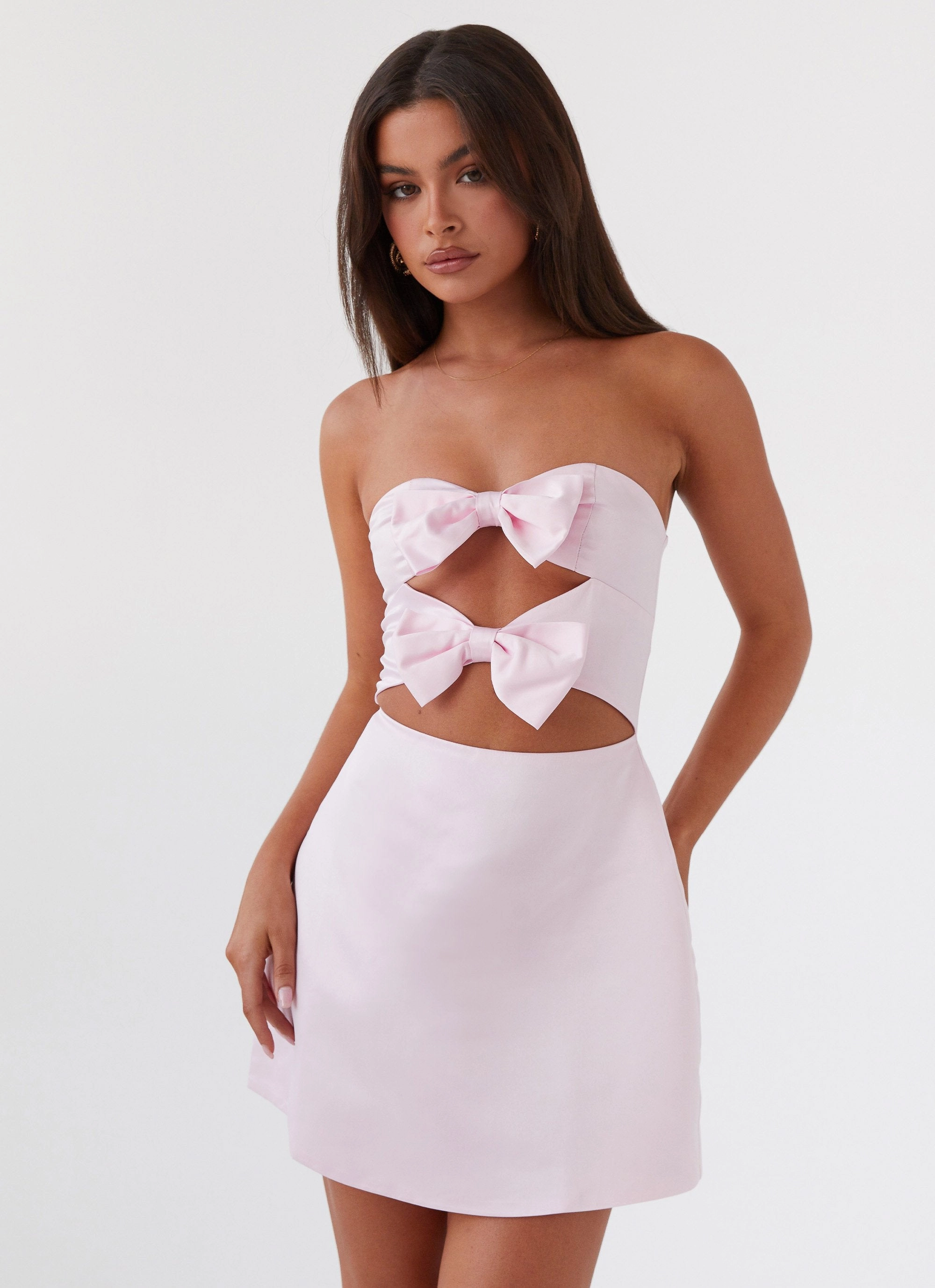 Girl Crush Bow Mini Dress - Pink Edgy vibes Vibrant Form