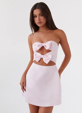 Girl Crush Bow Mini Dress - Pink Edgy vibes Vibrant Form