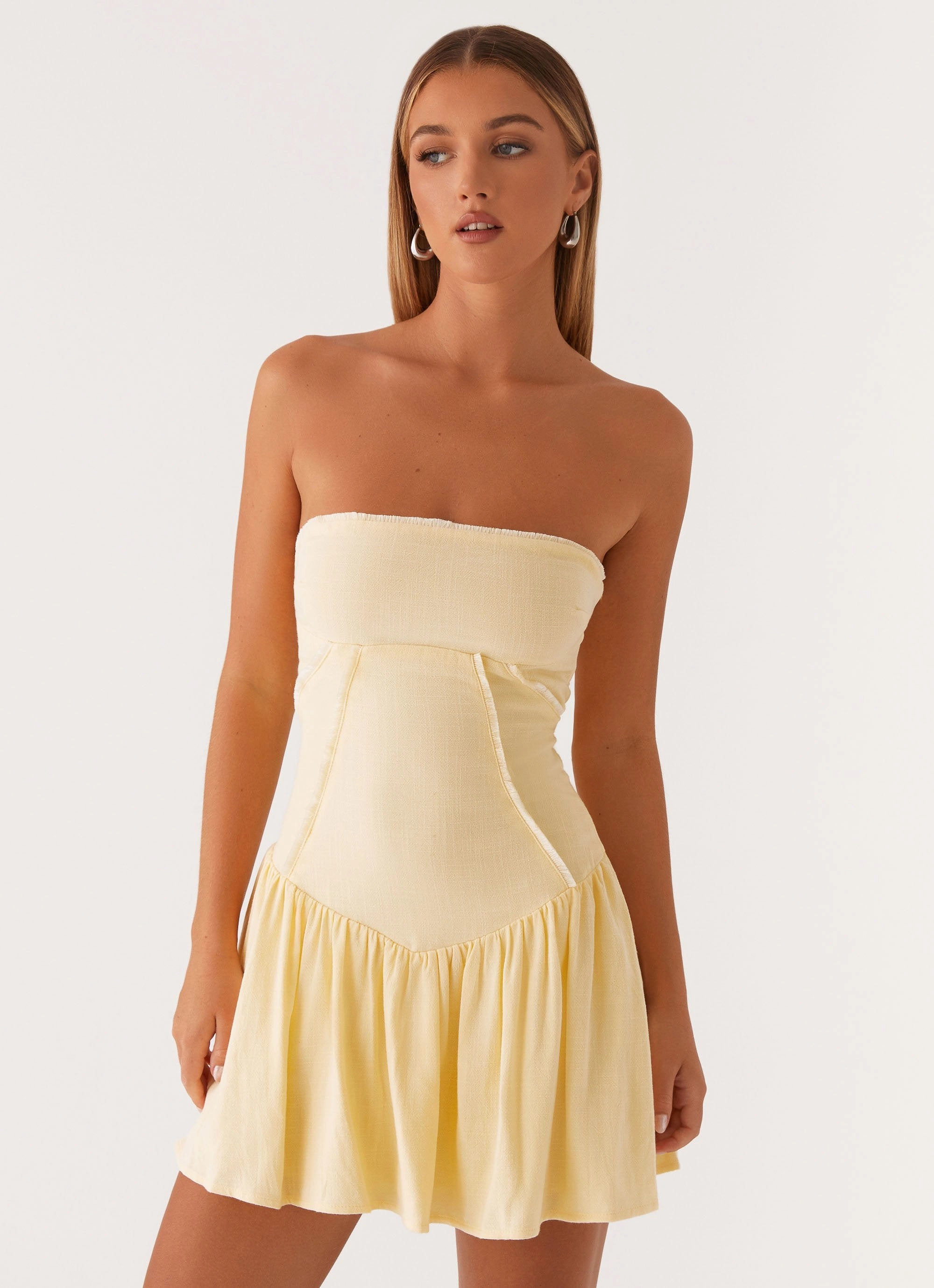 Vibrant Aesthetic Larnie Linen Mini Dress - Lemon