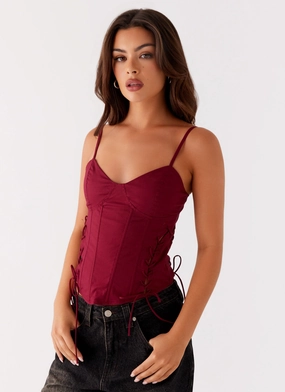 Tallie Corset Top - Red SmoothZipper Soft Texture