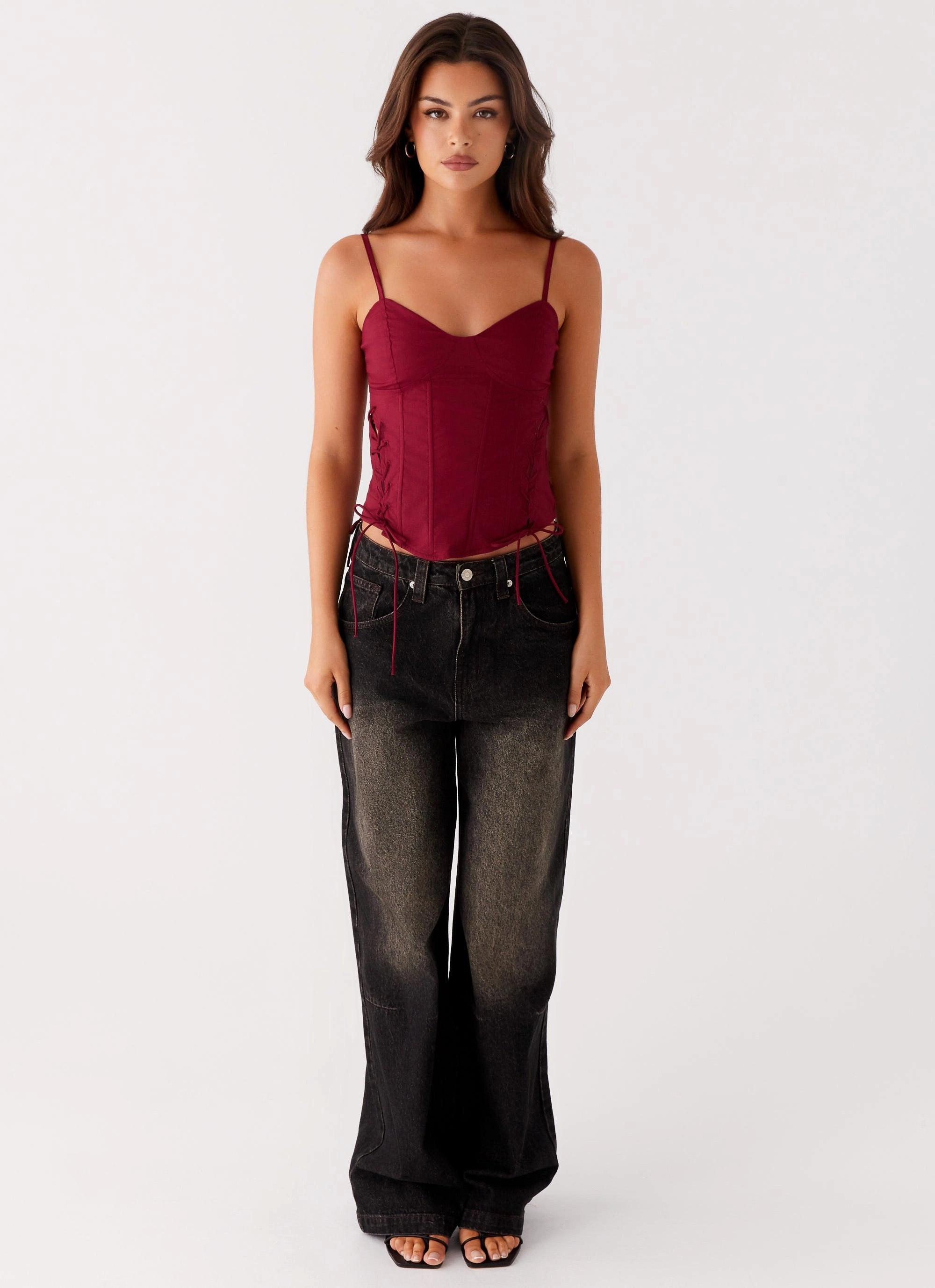 Tallie Corset Top - Red Multipurpose Design Hybrid Fabric Blend