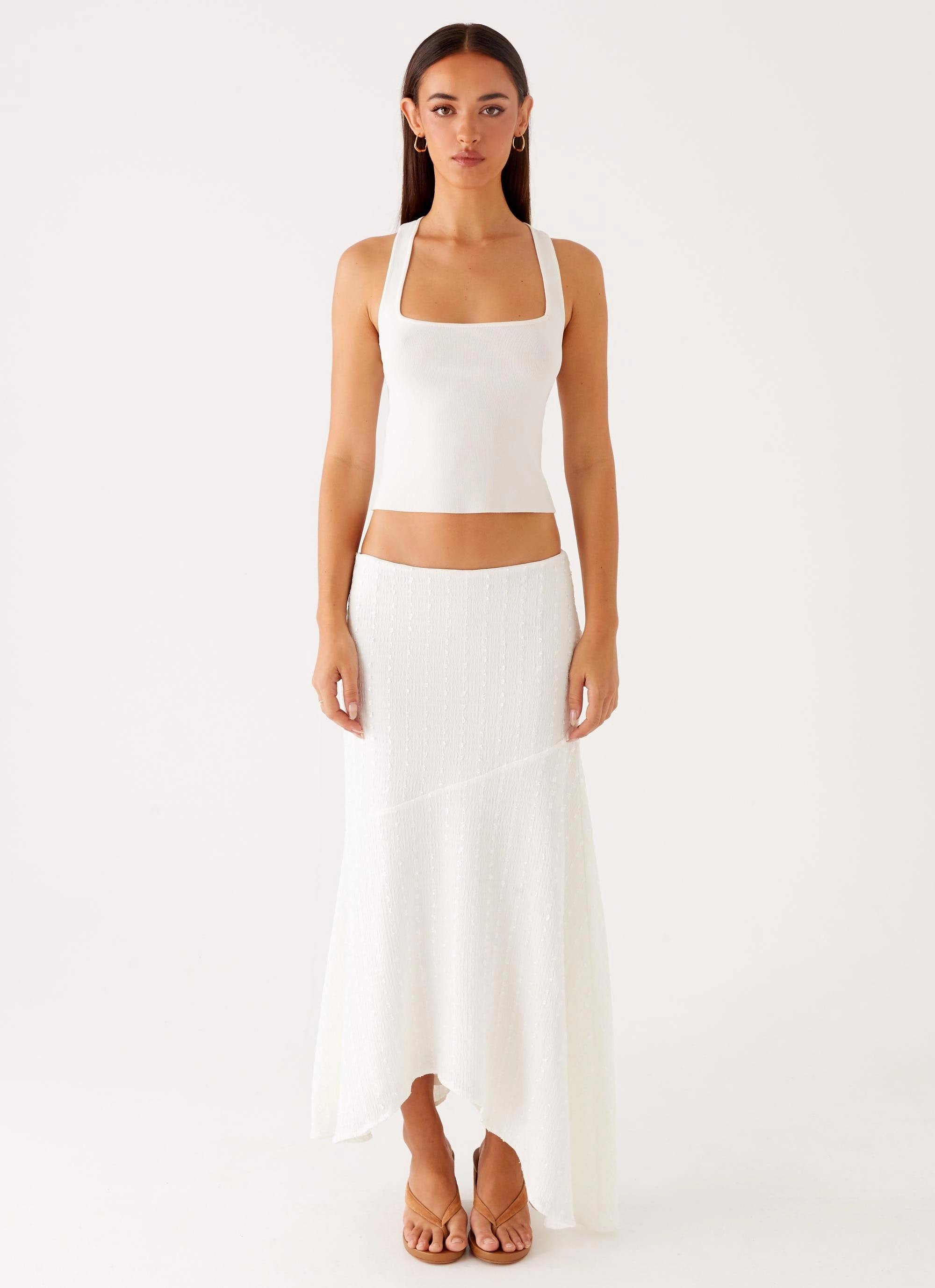 Fray Resistant Edges Johanna Knit Top - White