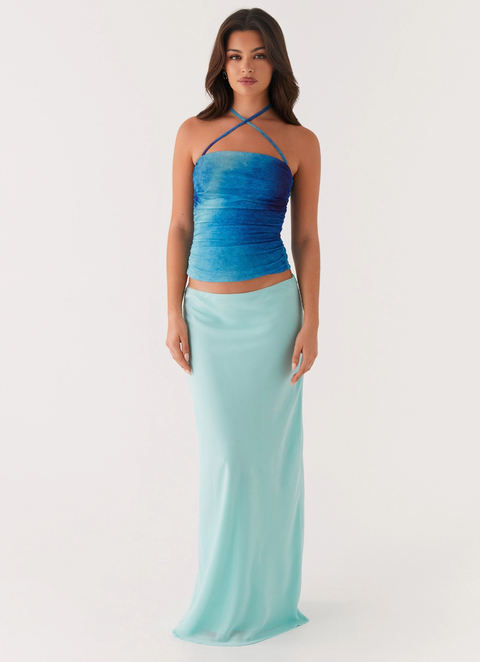 Remedy Halter Top - Blue Tie Dye LightweightLayeredFabric