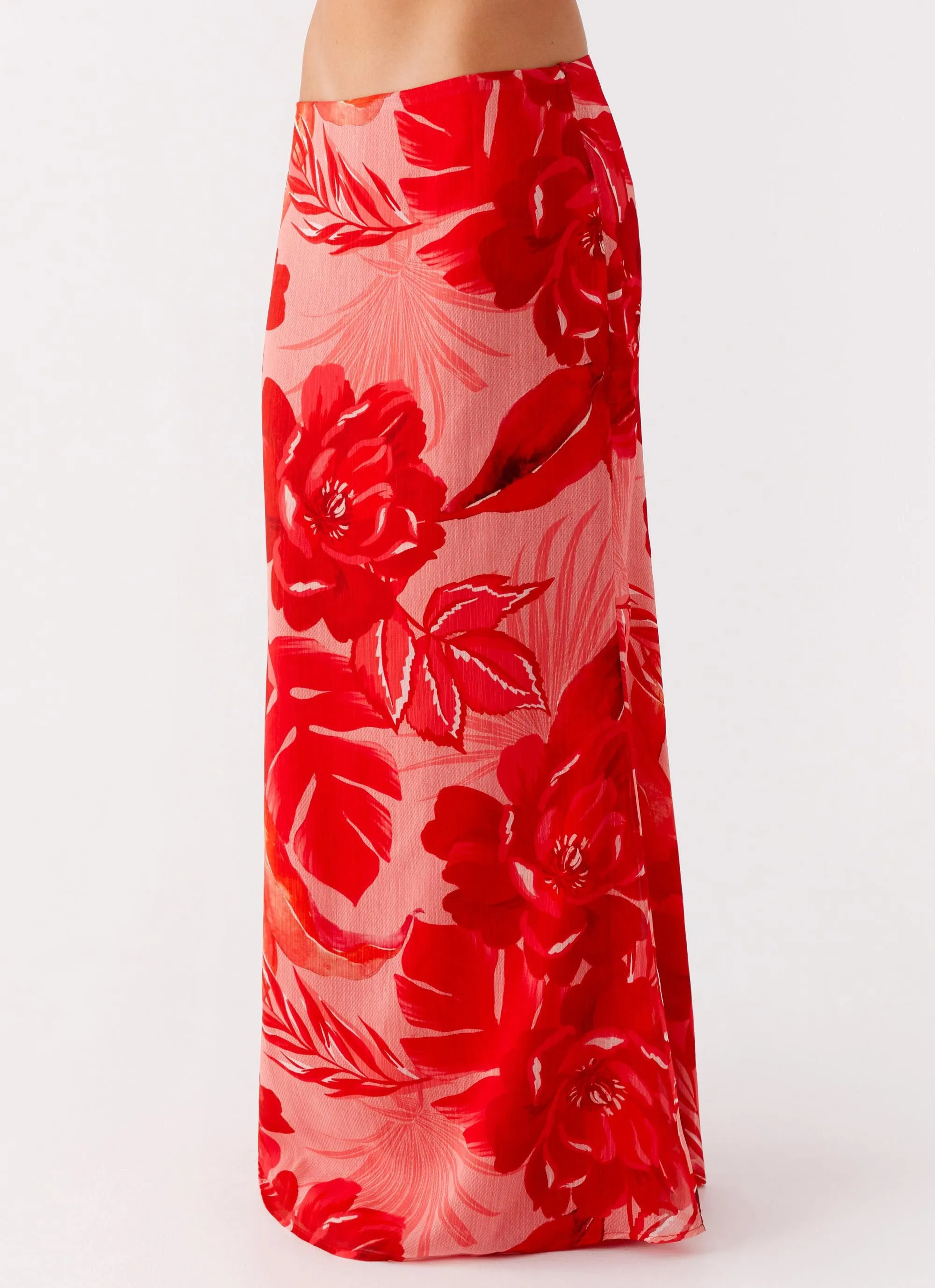 Soulful Low Rise Maxi Skirt - Sicily Sunsets Print Comfort Mood