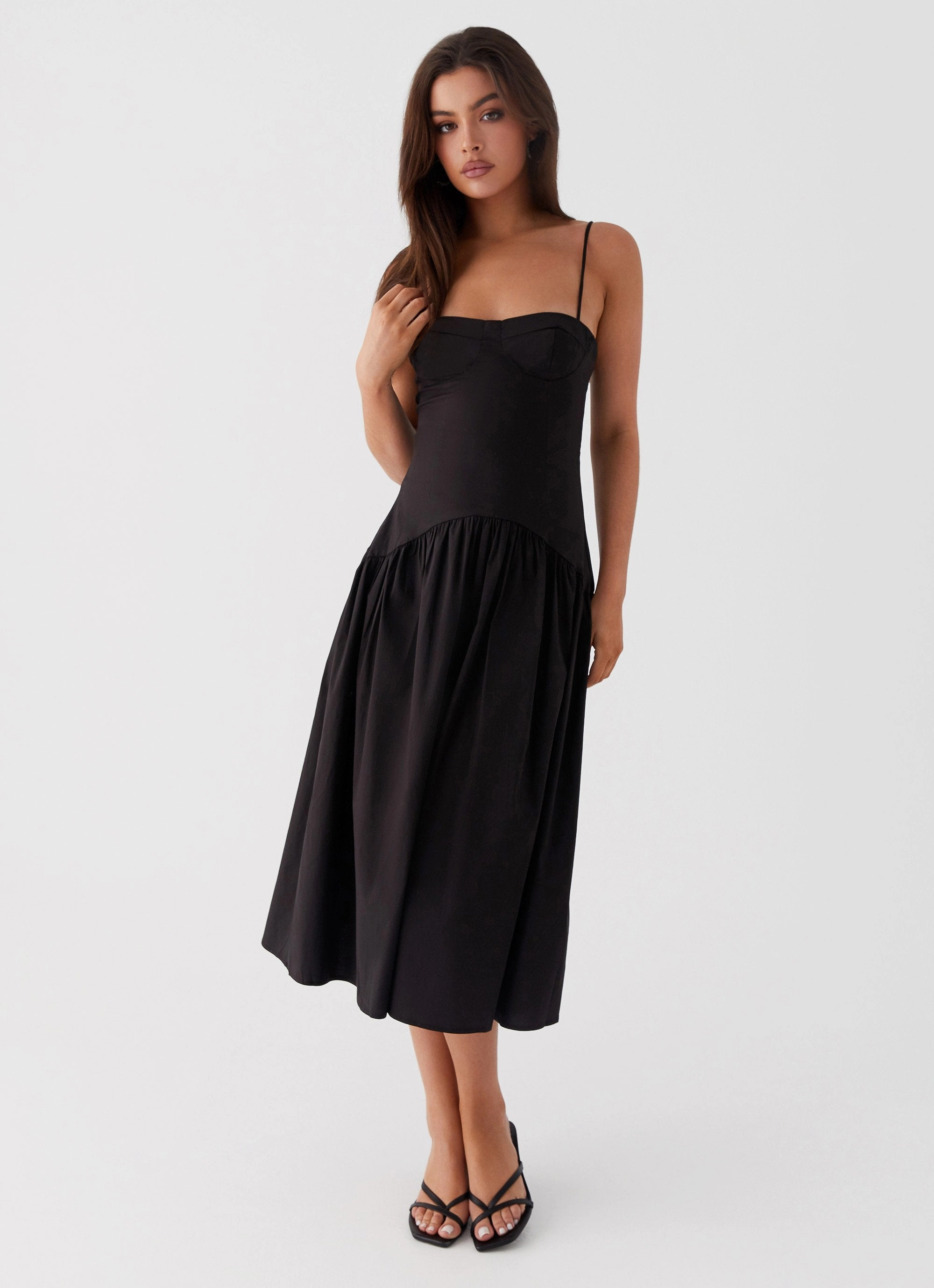 Daytime Mood Mood Focused Yvette Corset Midi Dress - Black