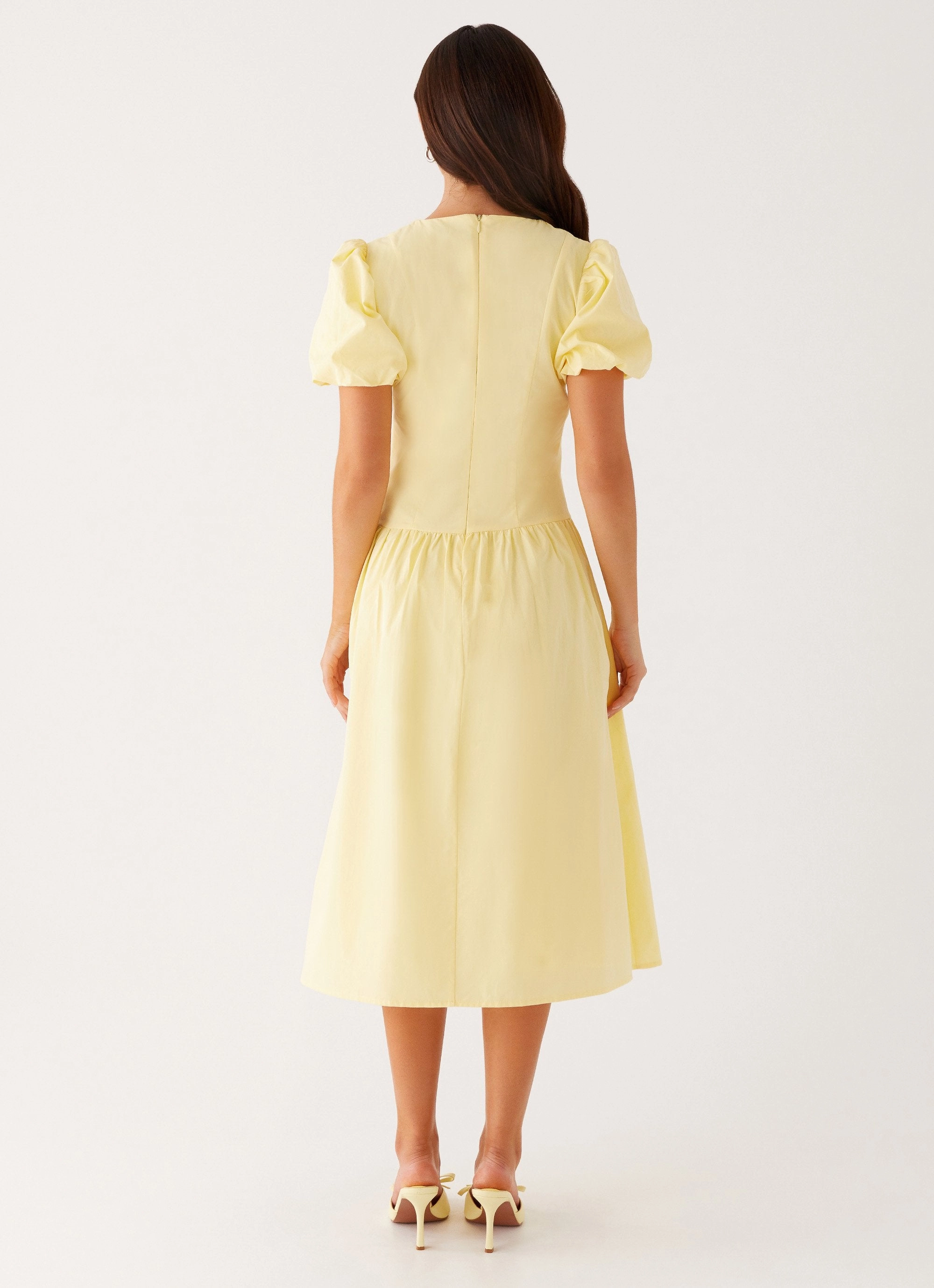Silky-Lining Water-resistant Reyna Midi Dress - Yellow