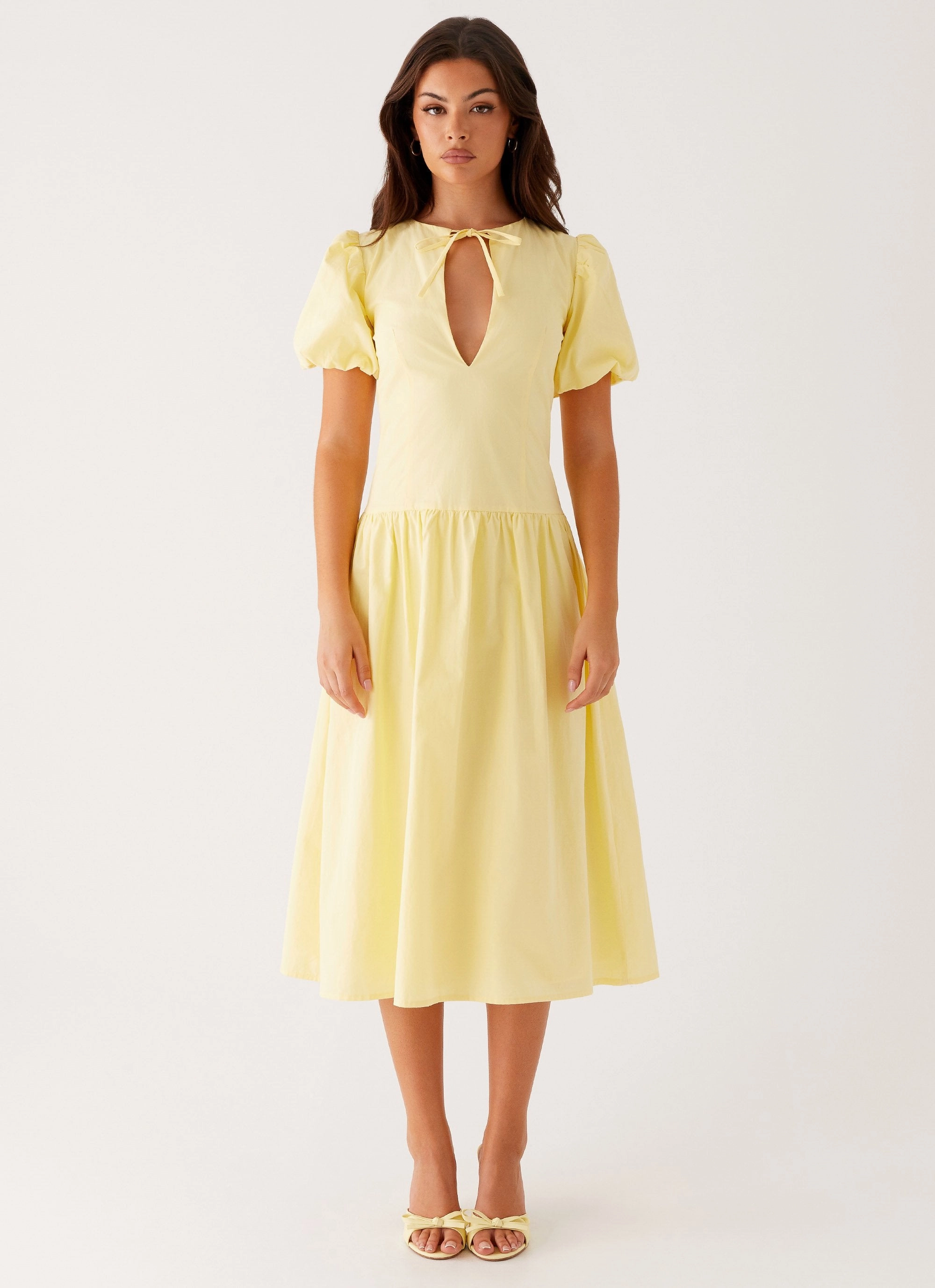 Reyna Midi Dress - Yellow Gentle Flow Flexible Waist
