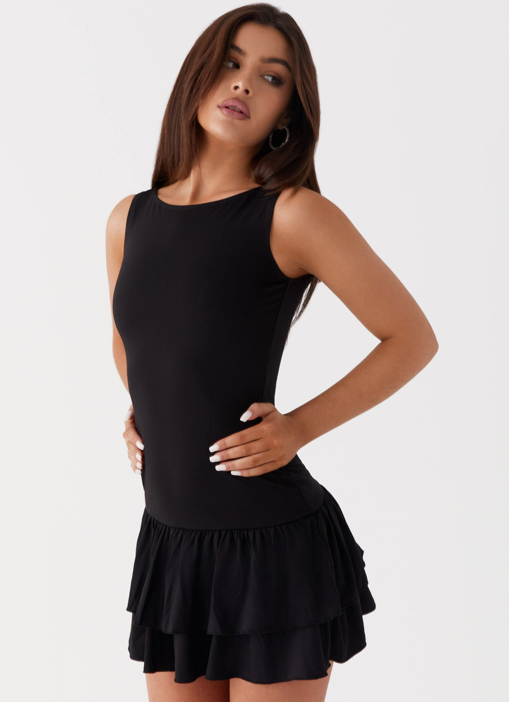 Rhiannon Frill Mini Dress - Black Special-Occasion