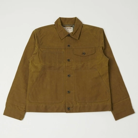 Filson Tin Cloth Short Lined Cruiser Jacket - Dark Tan Windproof Cuffs