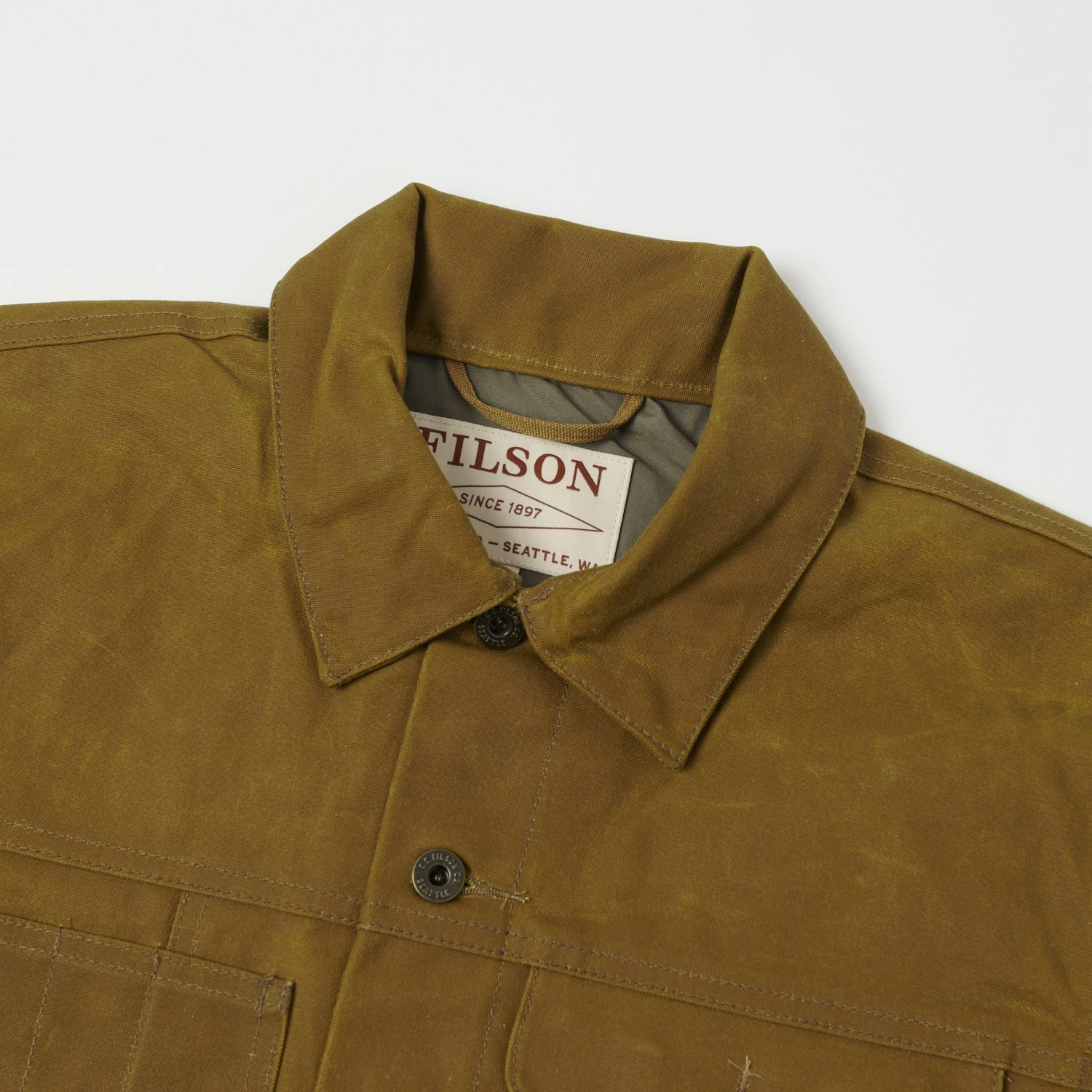 Filson Tin Cloth Short Lined Cruiser Jacket - Dark Tan PFC Free Waterproofing Water Resistant Fabric