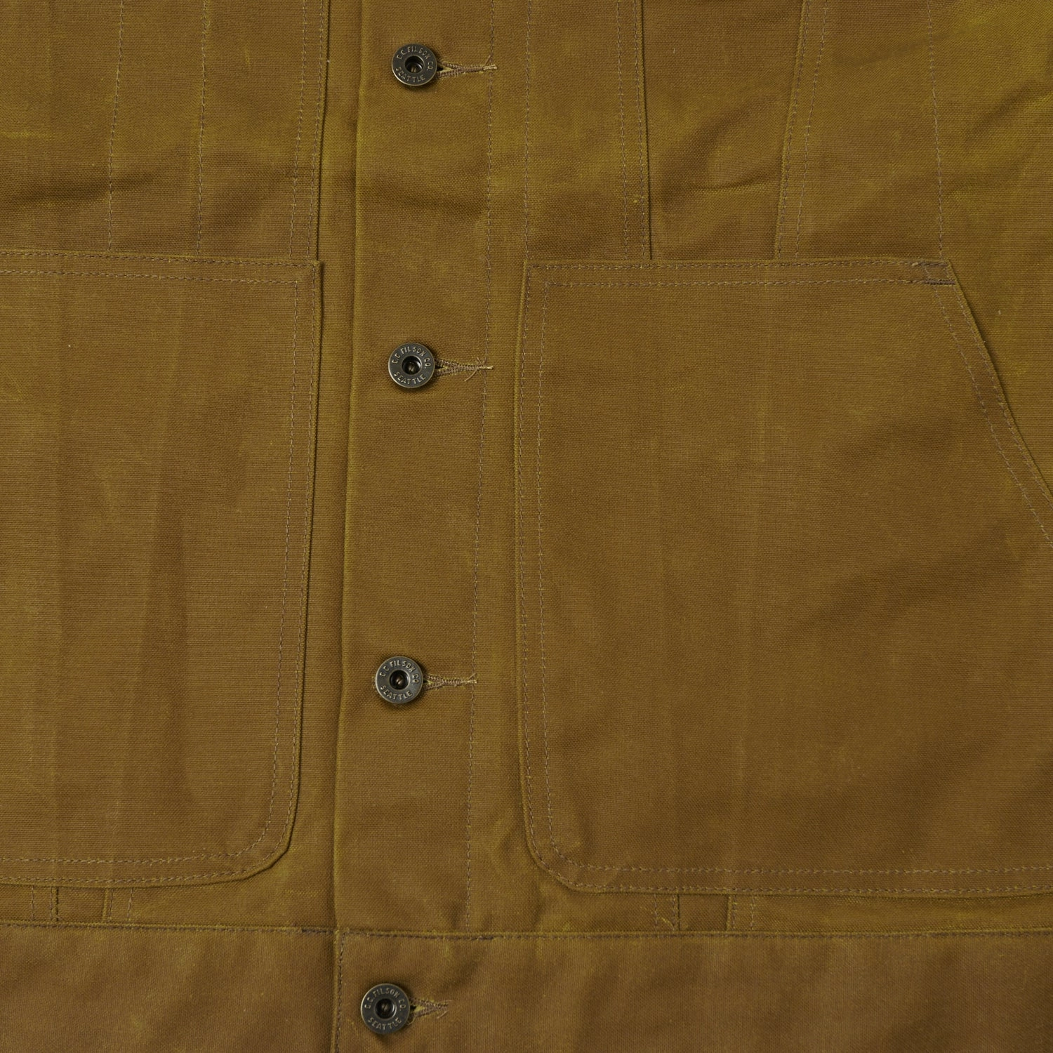 Filson Tin Cloth Short Lined Cruiser Jacket - Dark Tan Ergonomic Seams Neutral Style