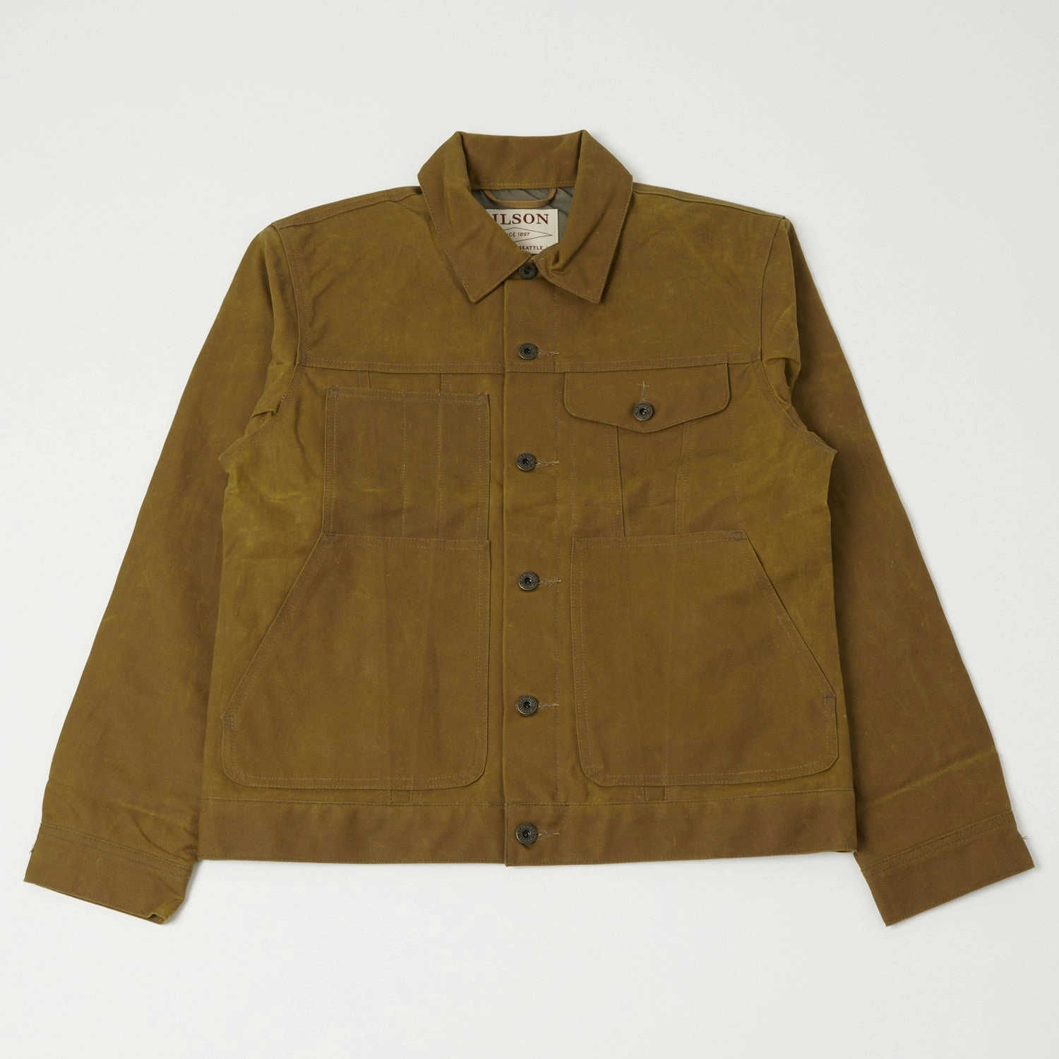 Filson Tin Cloth Short Lined Cruiser Jacket - Dark Tan Windproof Cuffs