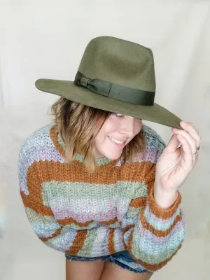 Ribbon Band, Wide Brimmed Felt Hat