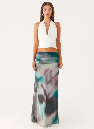 Smart Casual Roll Up Hem Rimi Maxi Skirt - Sea Splash