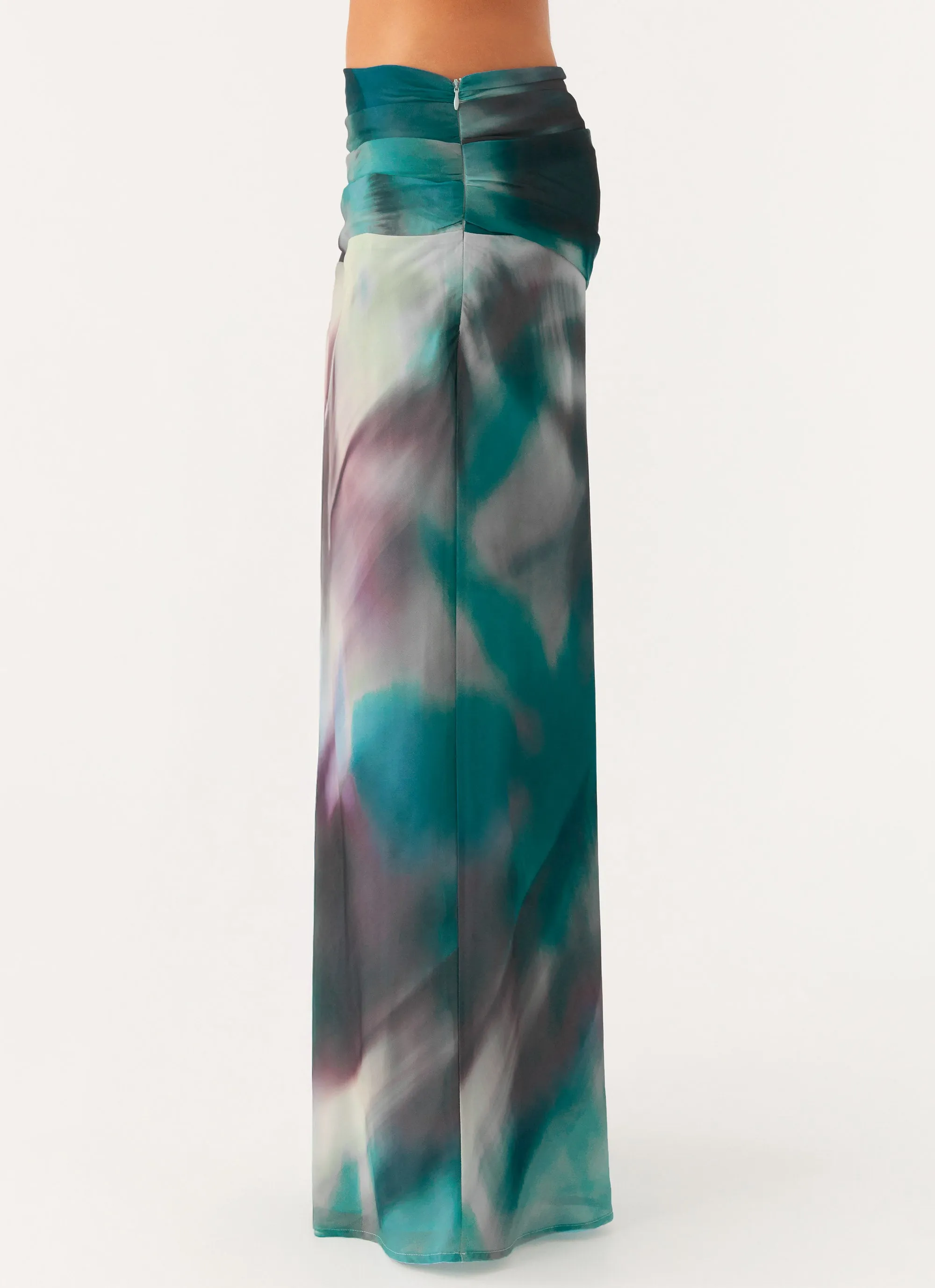 Trend Ready Linen Cotton Mix Rimi Maxi Skirt - Sea Splash