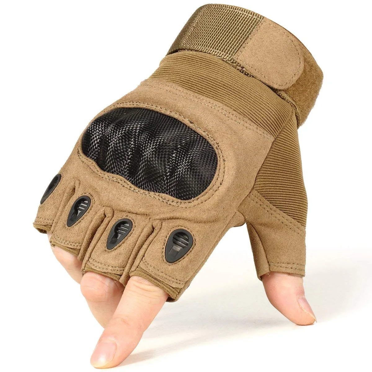 Riparo Men's Tactical Touchscreen Short-Finger Gloves - Sand