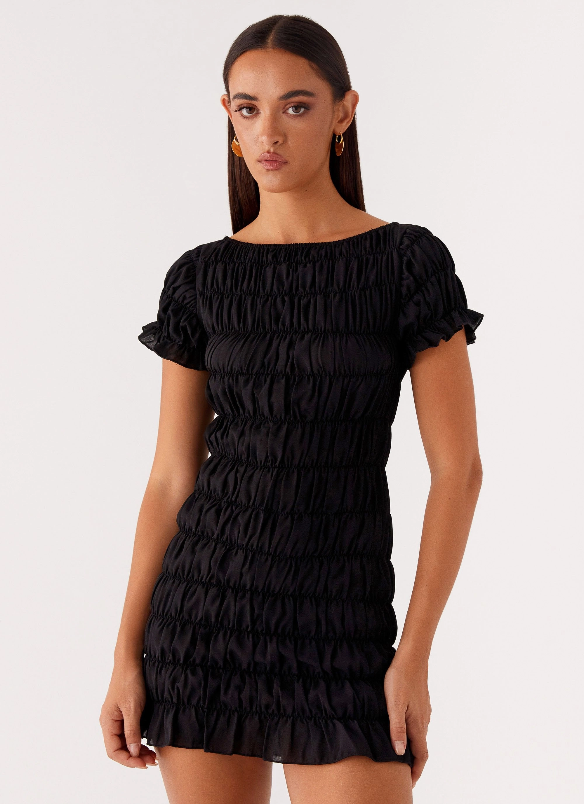 Essential Piece Rita Ruched Mini Dress - Black