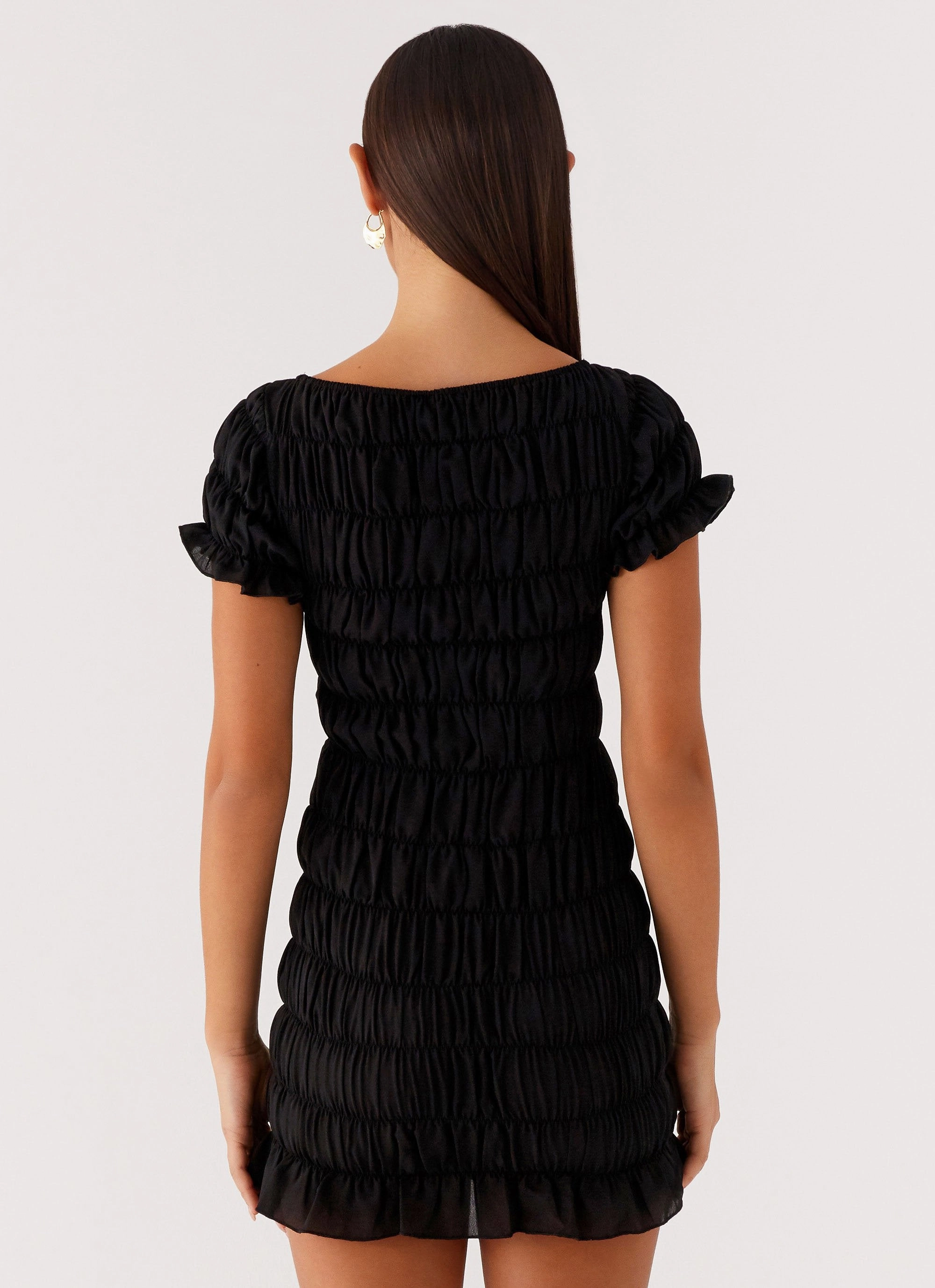 Easy Wrap Rita Ruched Mini Dress - Black