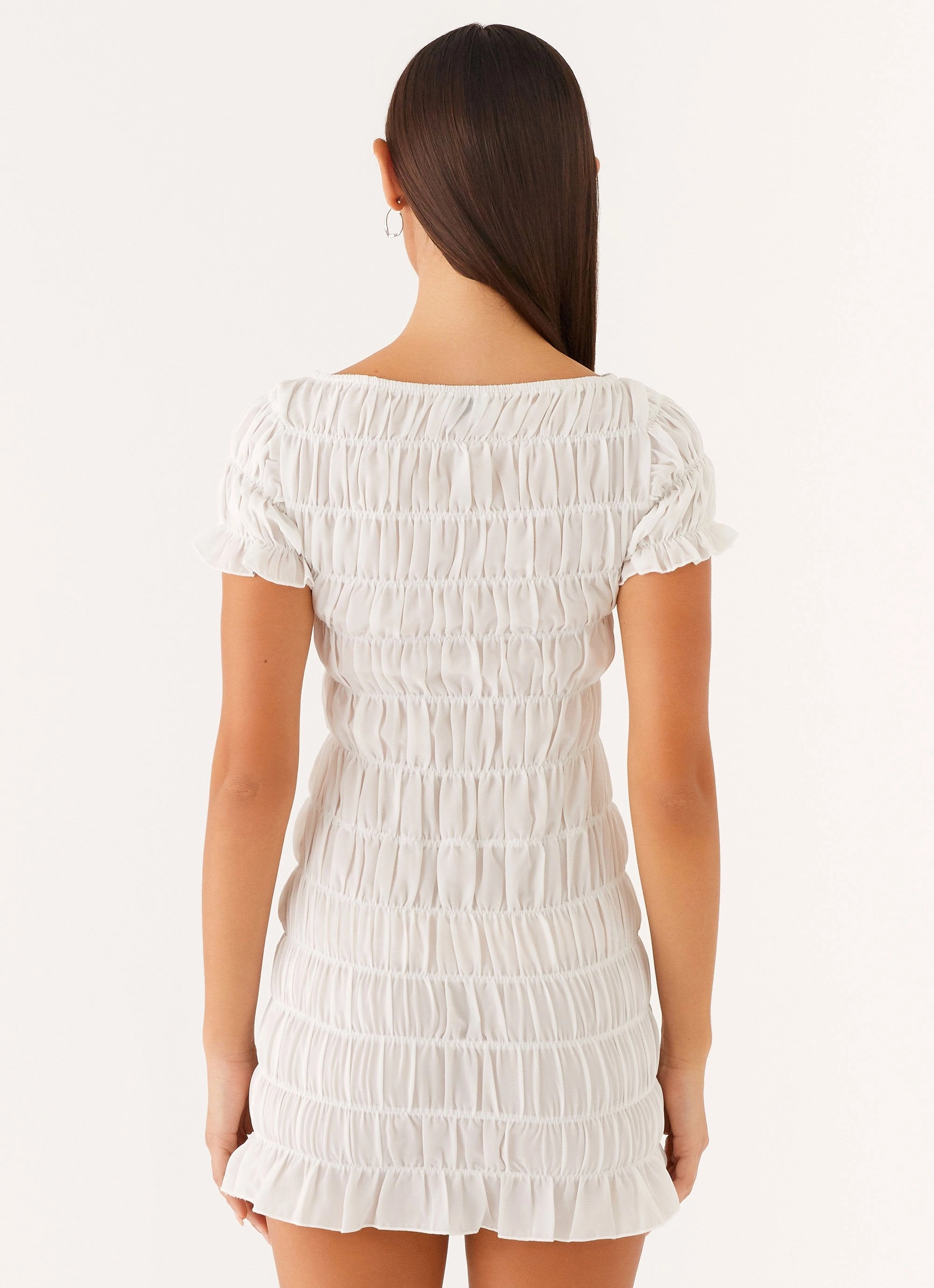 Rita Ruched Mini Dress - White Day Ready Wedding Style