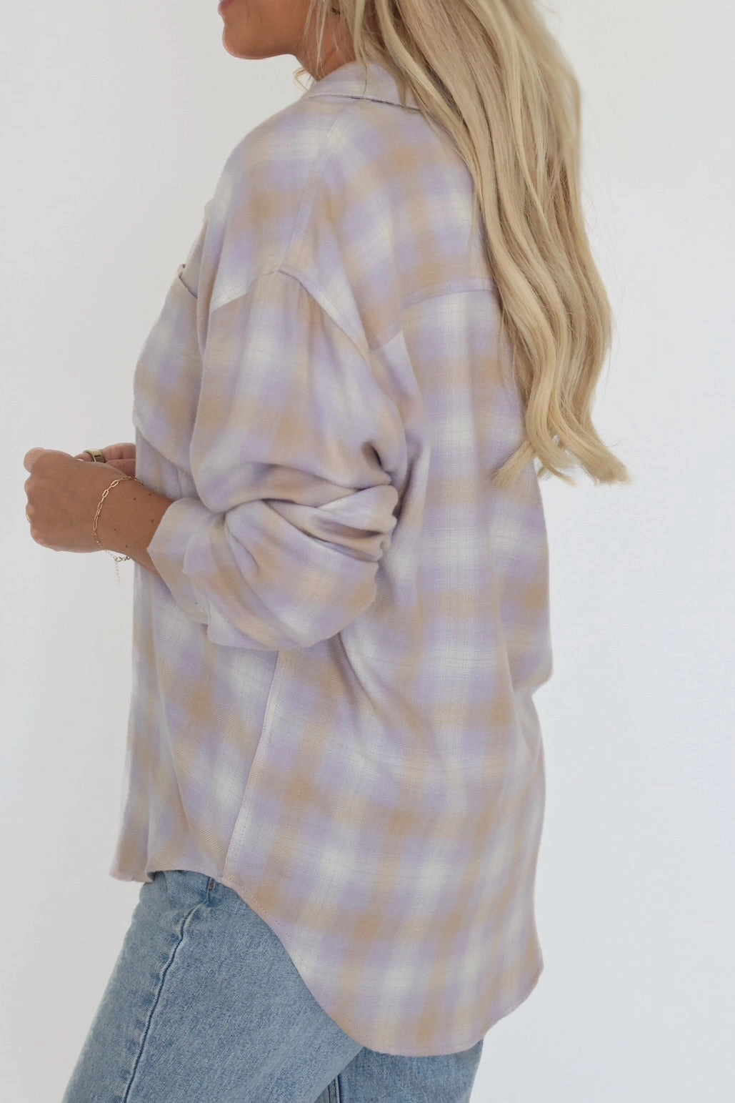 River Plaid Button Up - Lavender Ice LightReflective
