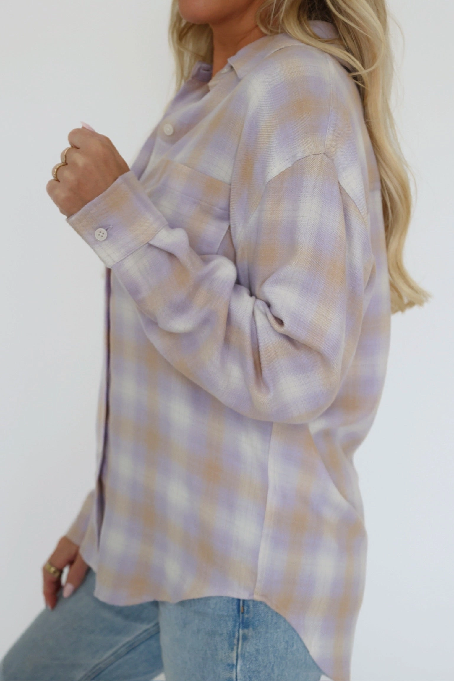 River Plaid Button Up - Lavender Ice ButtonlessClosure