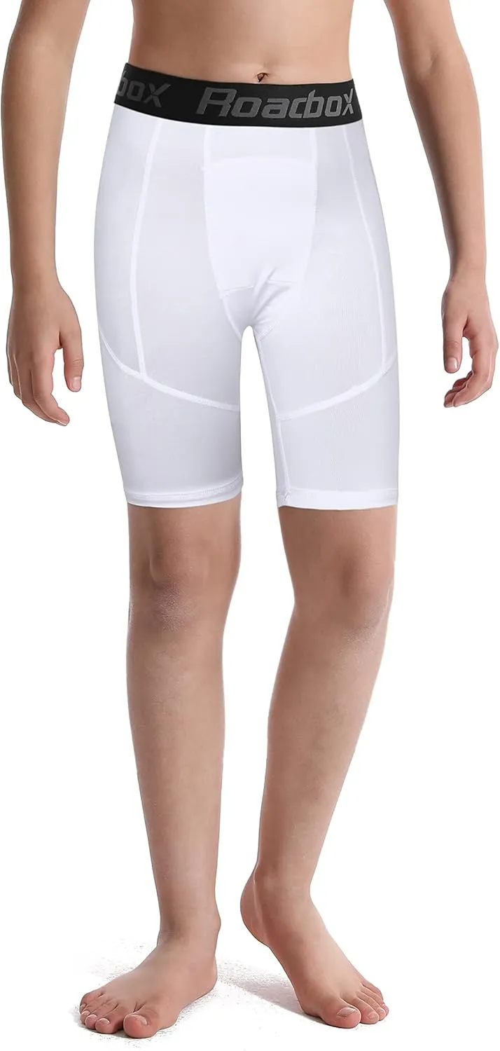 Roadbox Youth Boys Compression Shorts - Spandex Athletic Kids Running Compression Underwear for Basketball Baseball Soccer
