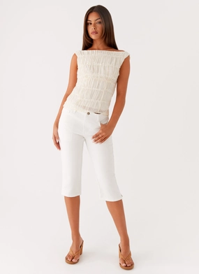 Rocco Denim Capri Pants - Off White Comfortable Style Must Have Wear