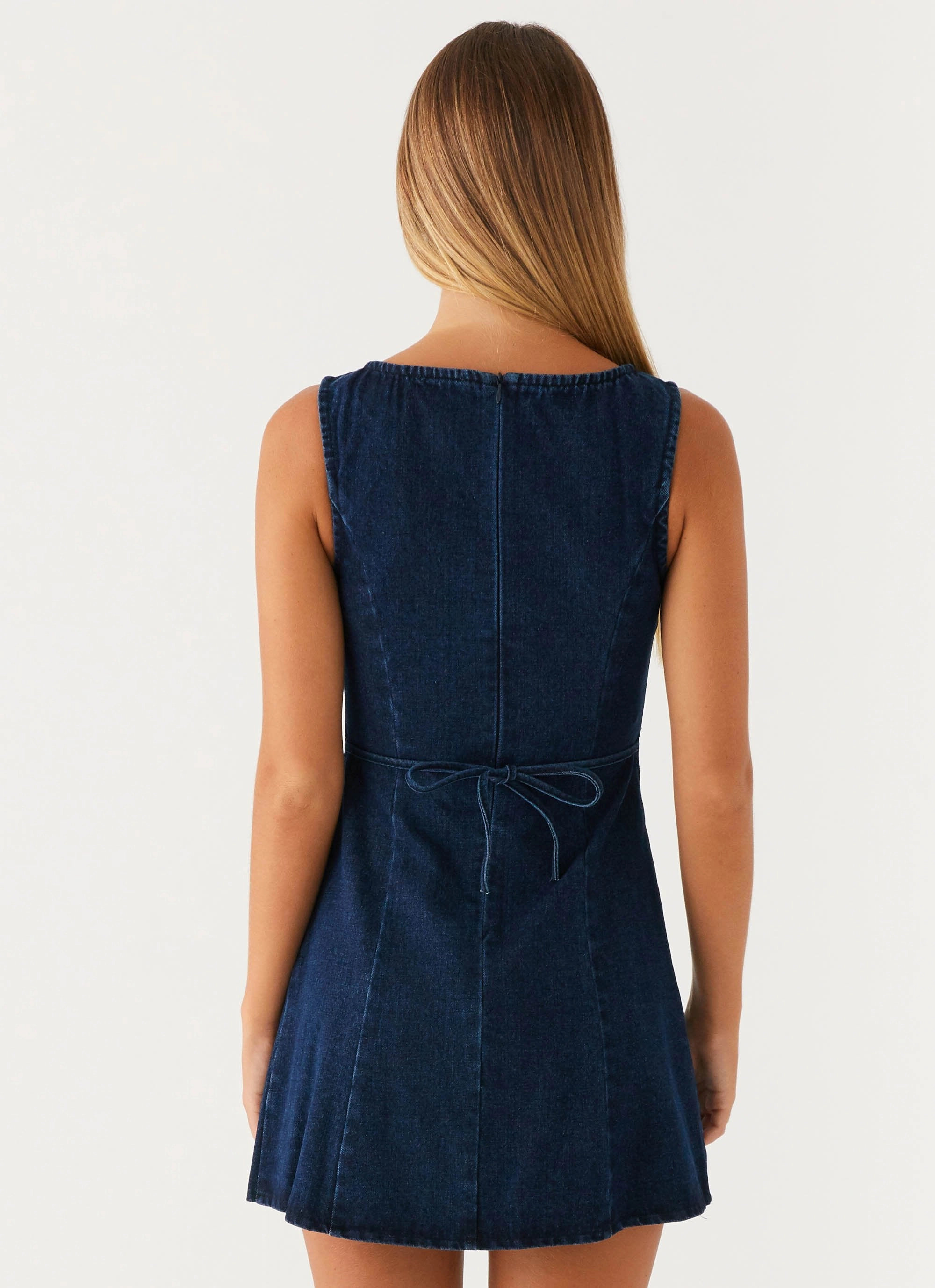 Rochelle Denim Mini Dress - Blue Soft Draping