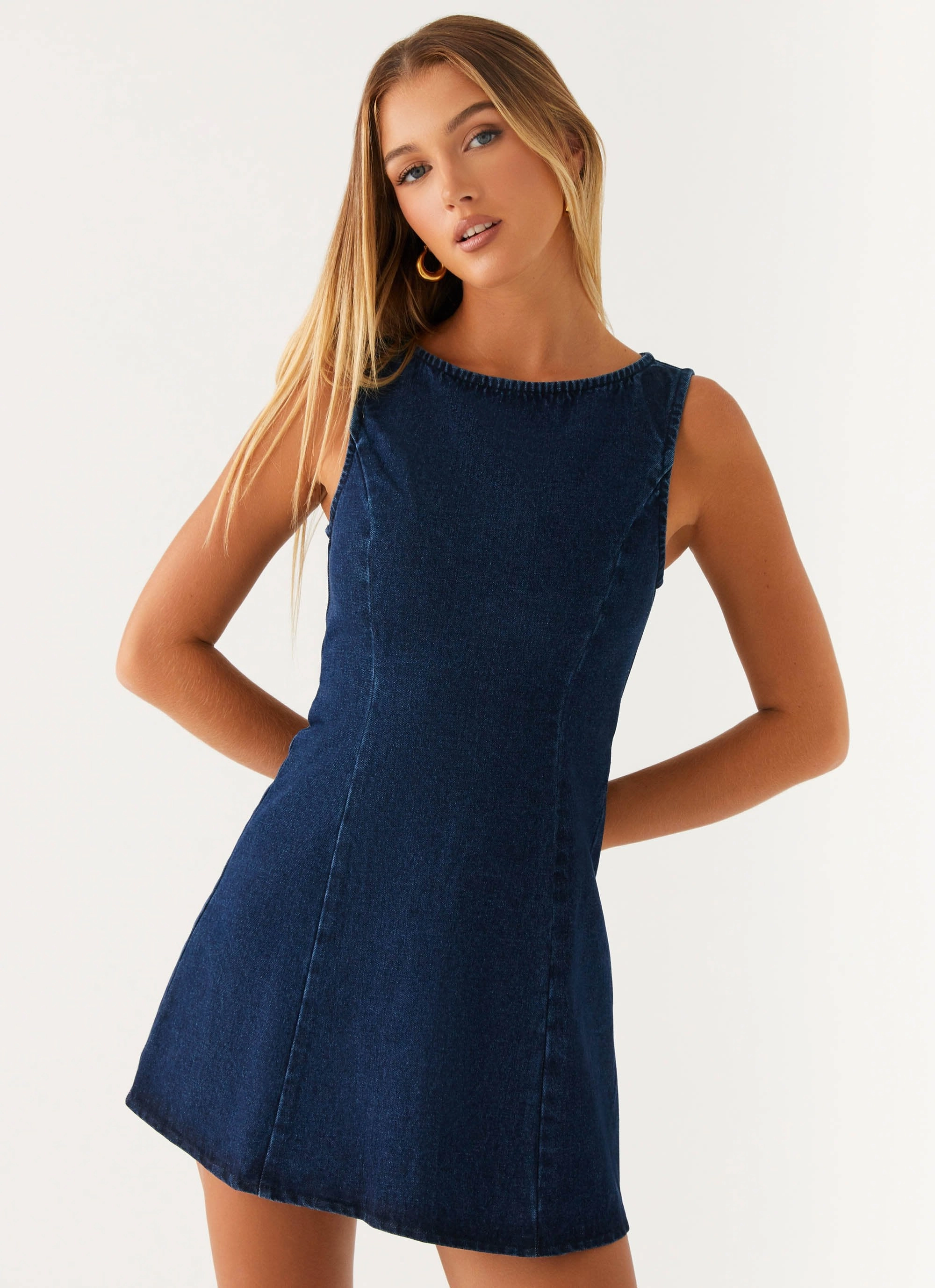 Balanced Light Rochelle Denim Mini Dress - Blue