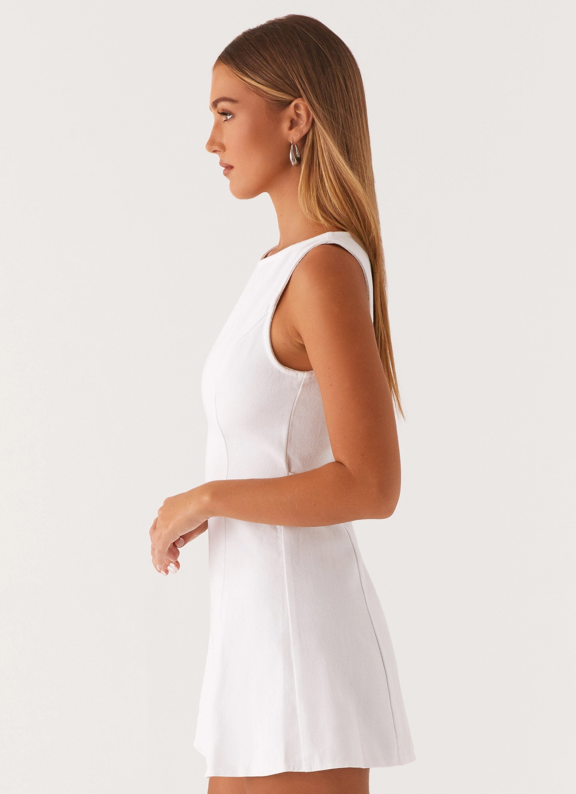 Rochelle Denim Mini Dress - White Must-have Tailored Cut