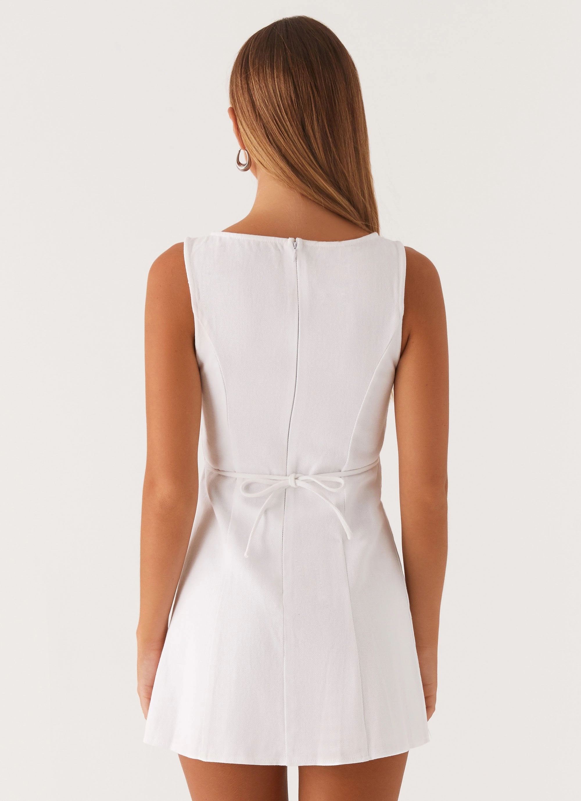 Subtle-Print Daytime Mood Rochelle Denim Mini Dress - White