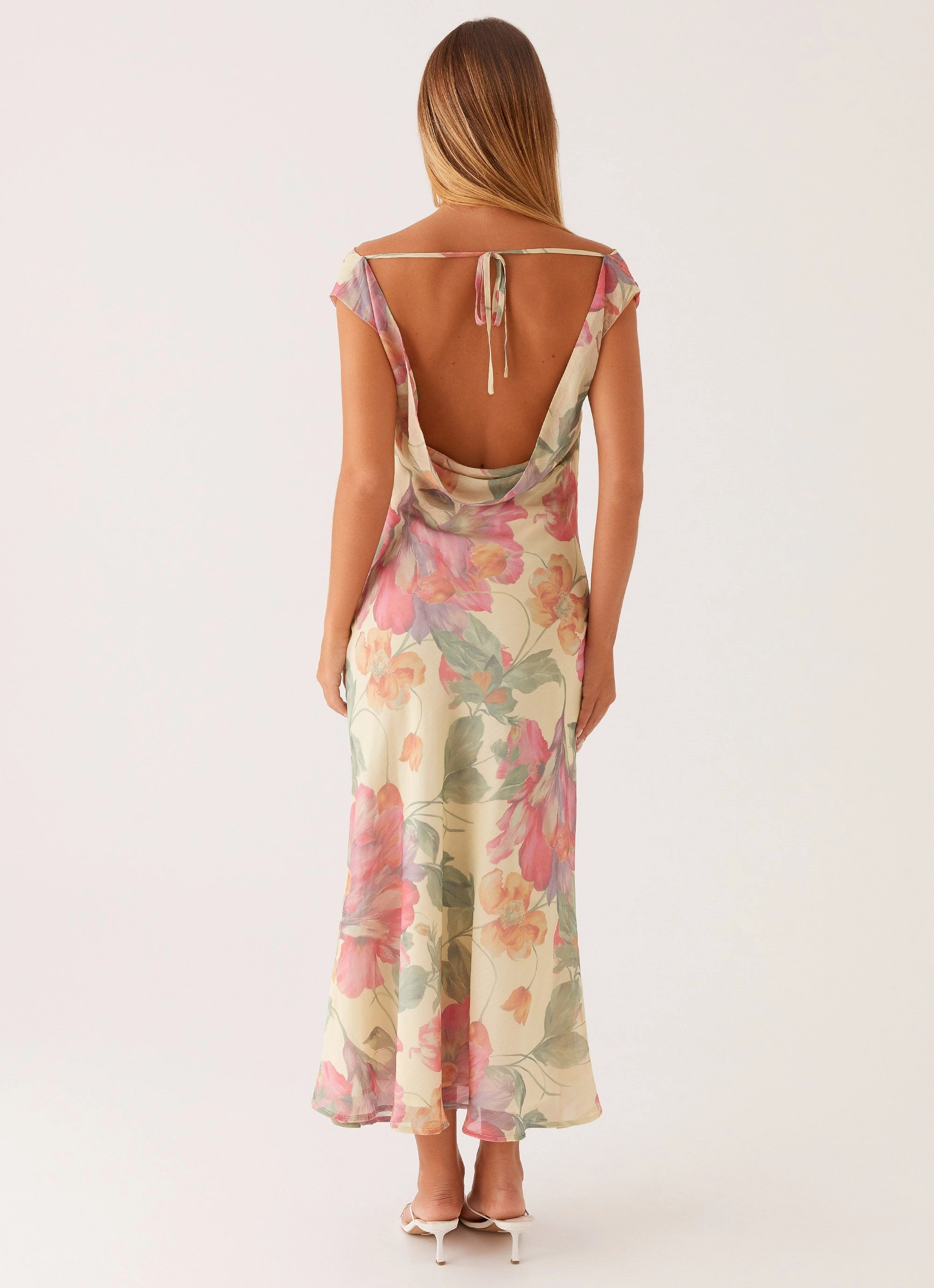 Role Model Maxi Dress - Yellow Peony Light Attitude Embroidered Fabric