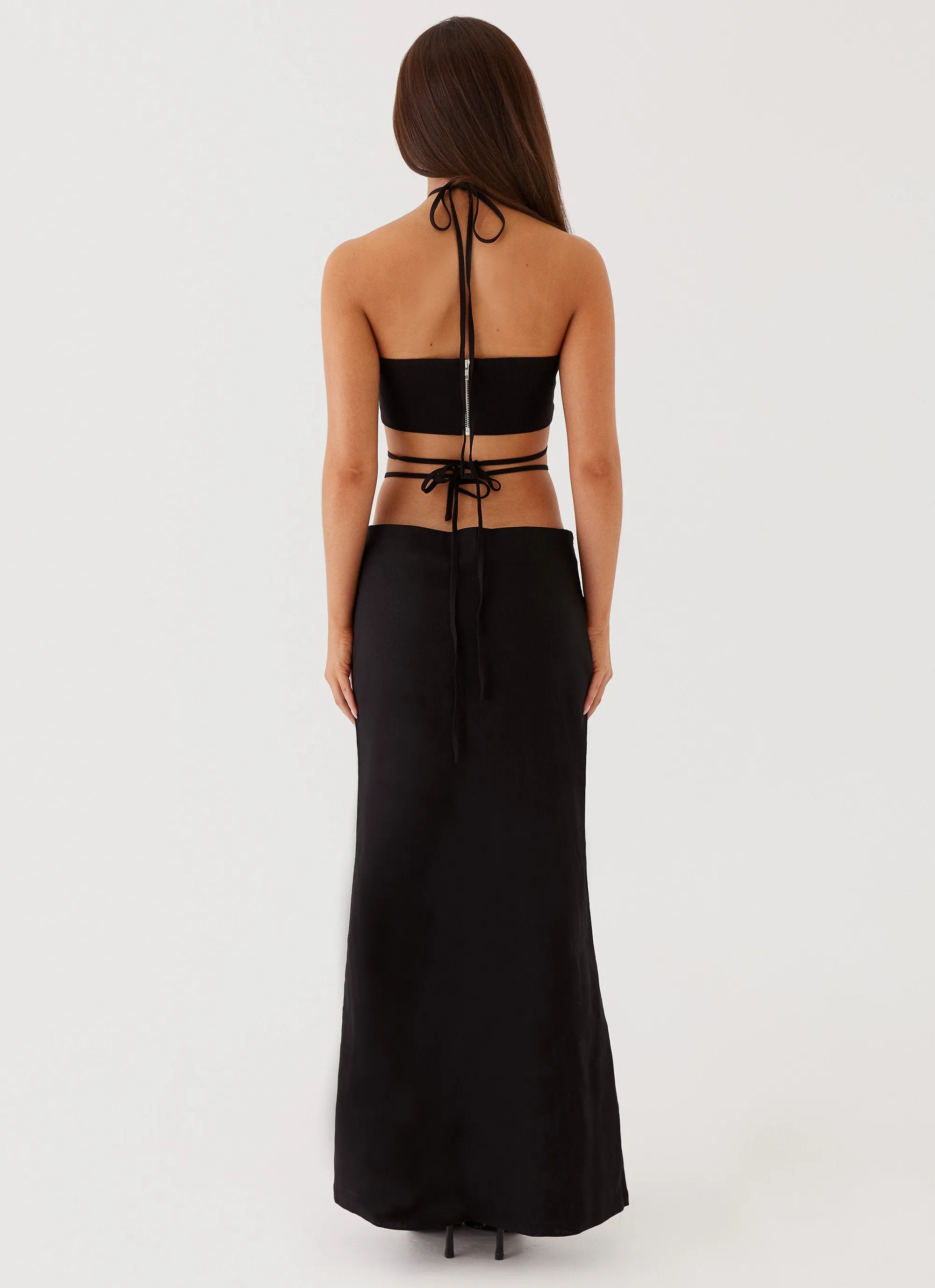 Embossed Detail Limited Edition Neveah Beaded Maxi Skirt - Black