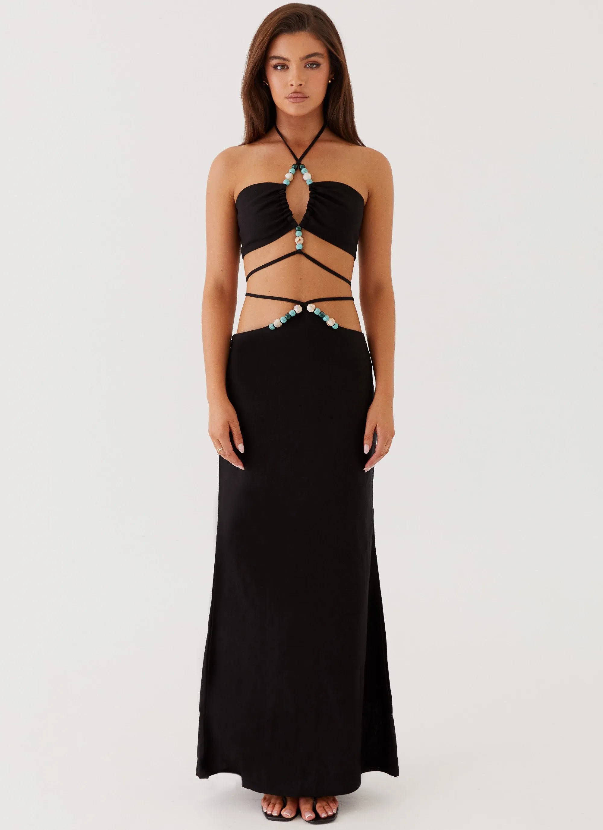 Neveah Beaded Maxi Skirt - Black Smooth Feel Anti Pilling Treatment