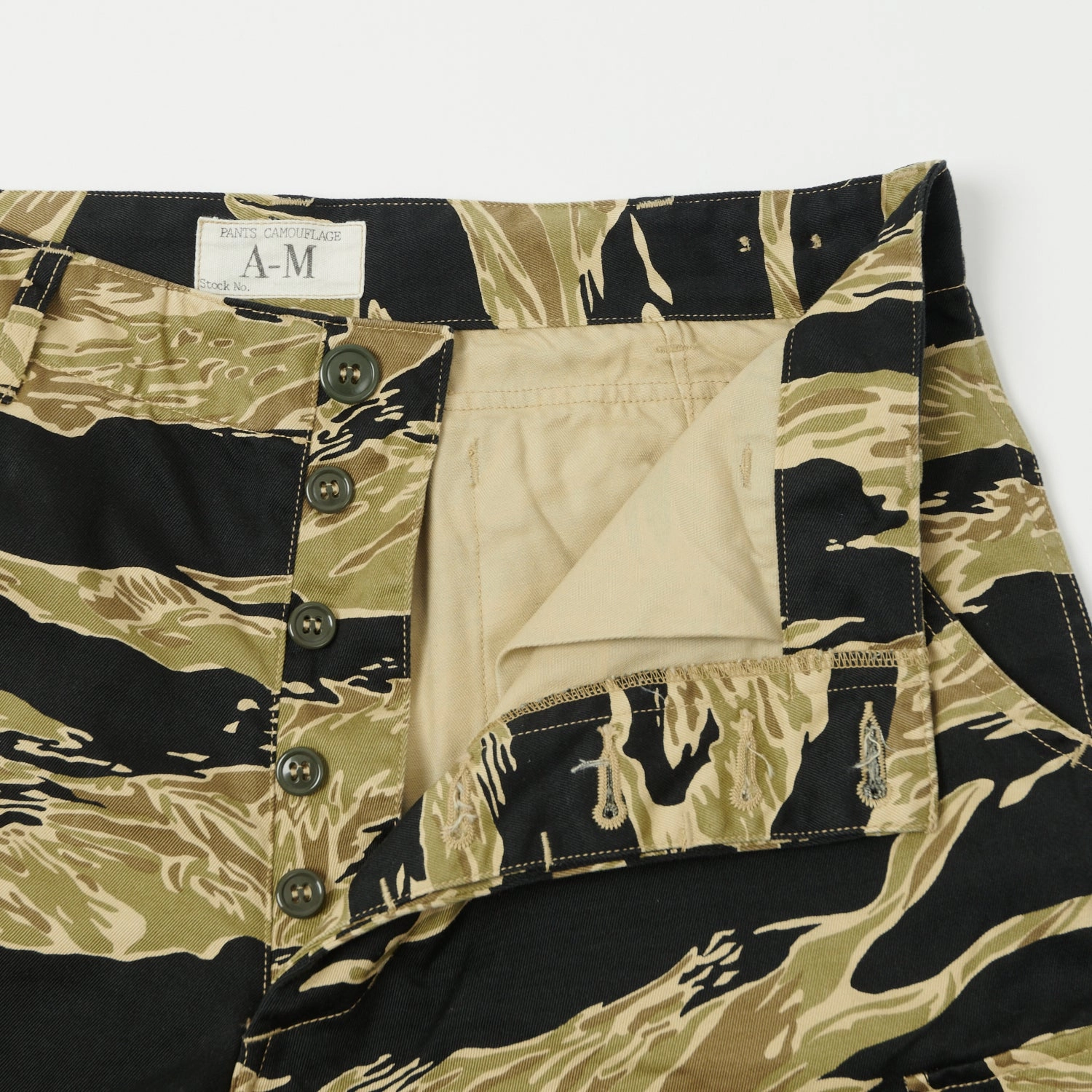 Tagless Design Reflective Trim Options Buzz Rickson's Gold Tiger Stripe Camo Trouser - Black
