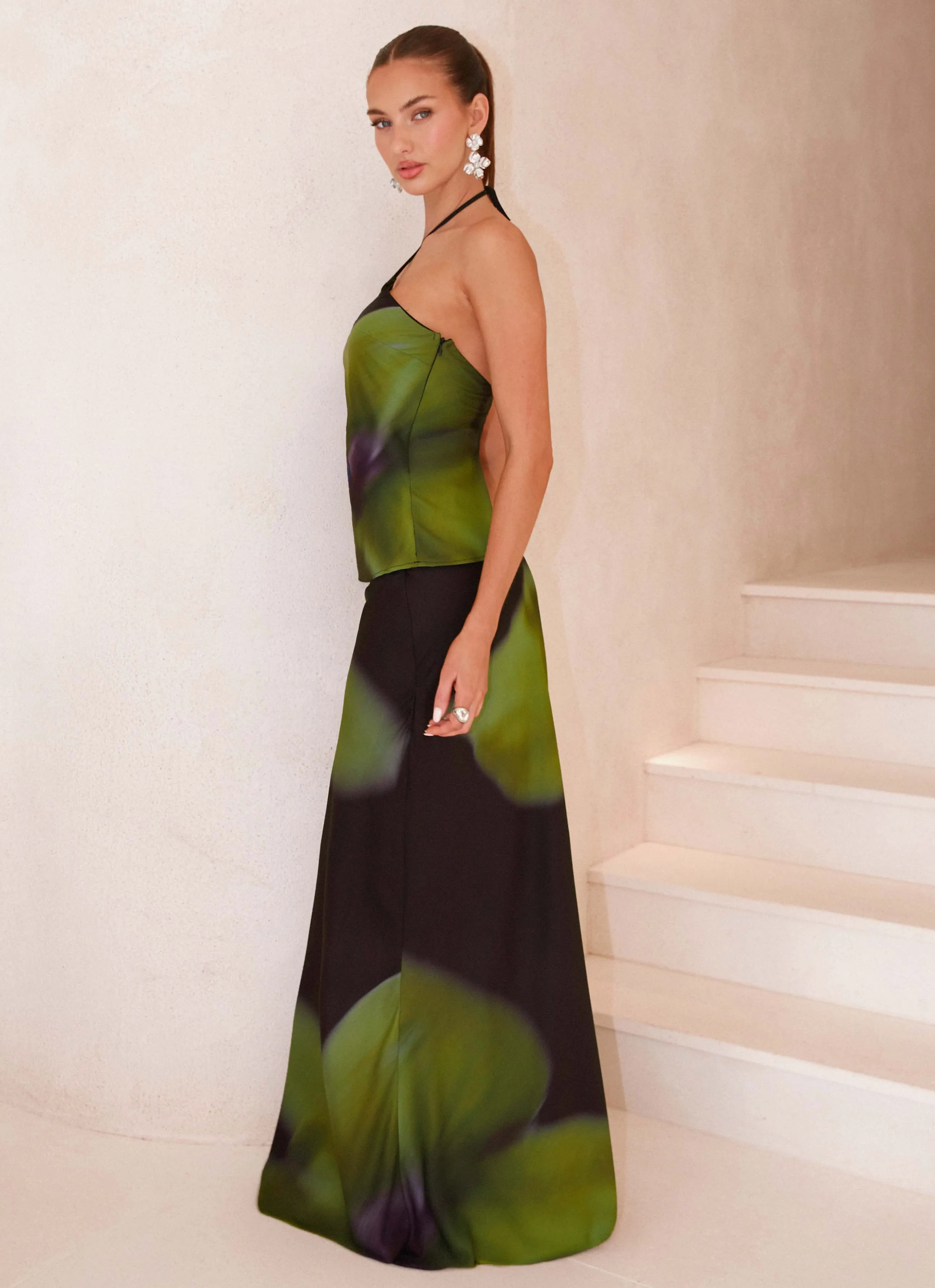 Rosetta Maxi Skirt - Lime Flower High Density Weave Light Comfort