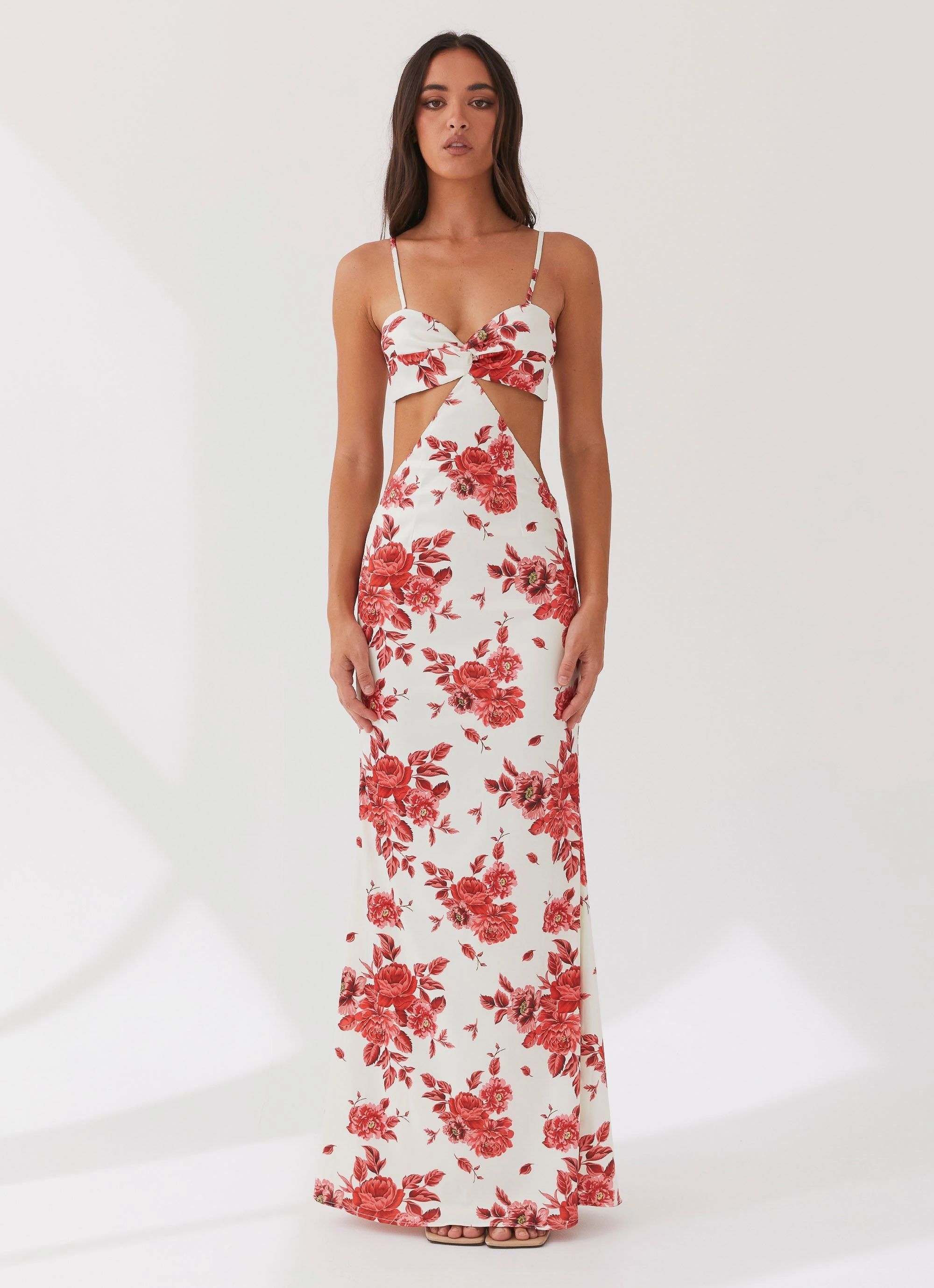 Striped-Pattern Soft and Relaxed Rosie Satin Maxi Dress - Rosa Floria