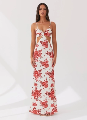 Striped-Pattern Soft and Relaxed Rosie Satin Maxi Dress - Rosa Floria