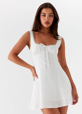 Rowena Mini Dress - White Feminine Tailoring