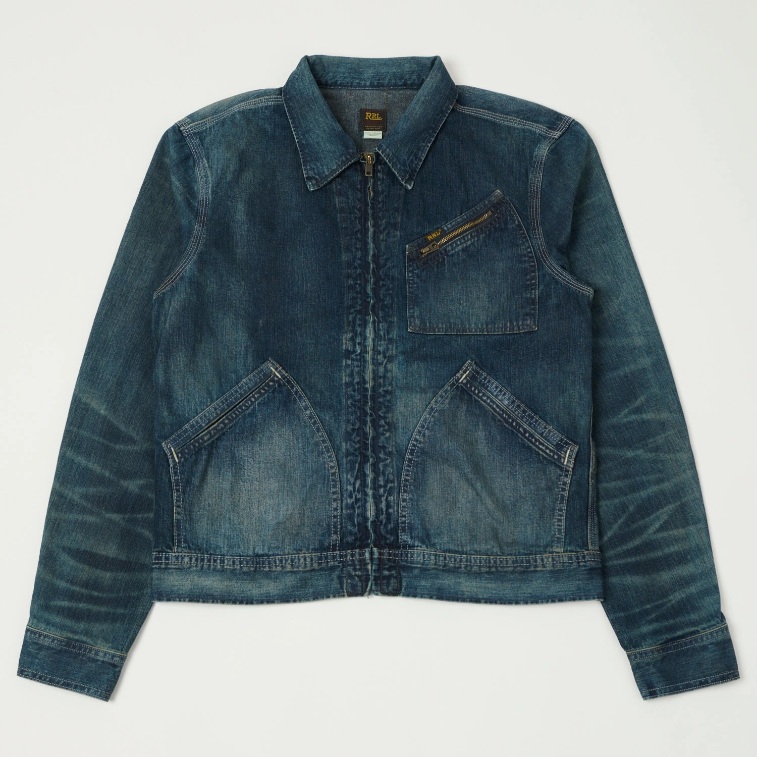 RRL 'Leyton' Denim Jacket - Indigo Taped Neckline Adventure Day Look