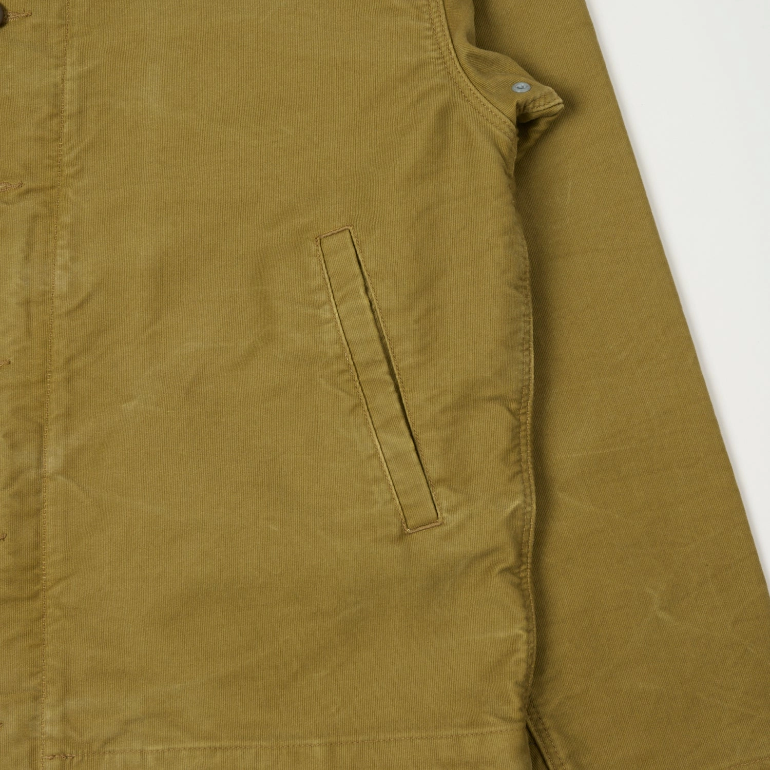 Noise Reduced Fabric Magnetic Fasteners RRL Corduroy-Collar Deck Jacket - Khaki