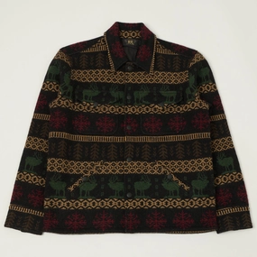 Warm Lining RRL Jacquard Alpaca Knit Jacket - Black/Multi