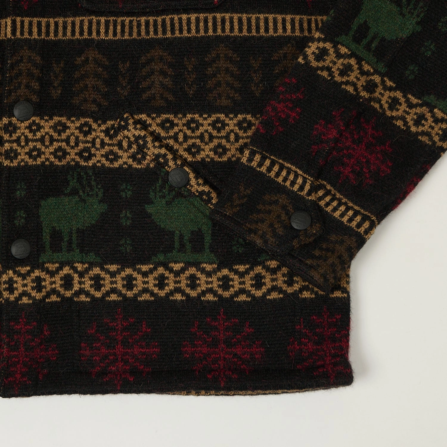 Moisture Management Fabric Non Bulky Insulation Tech RRL Jacquard Alpaca Knit Jacket - Black/Multi