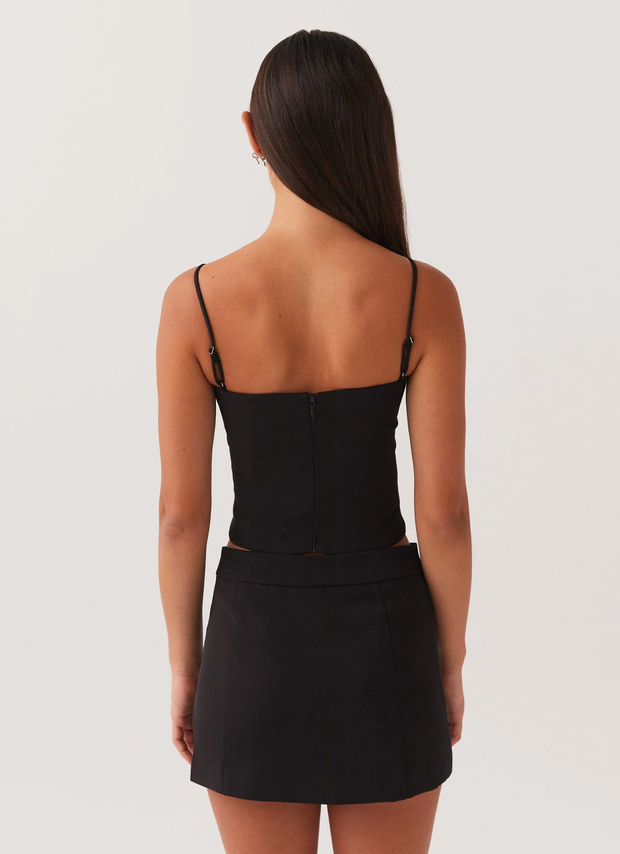 Quilted Texture Eliana Suit Mini Skirt - Black