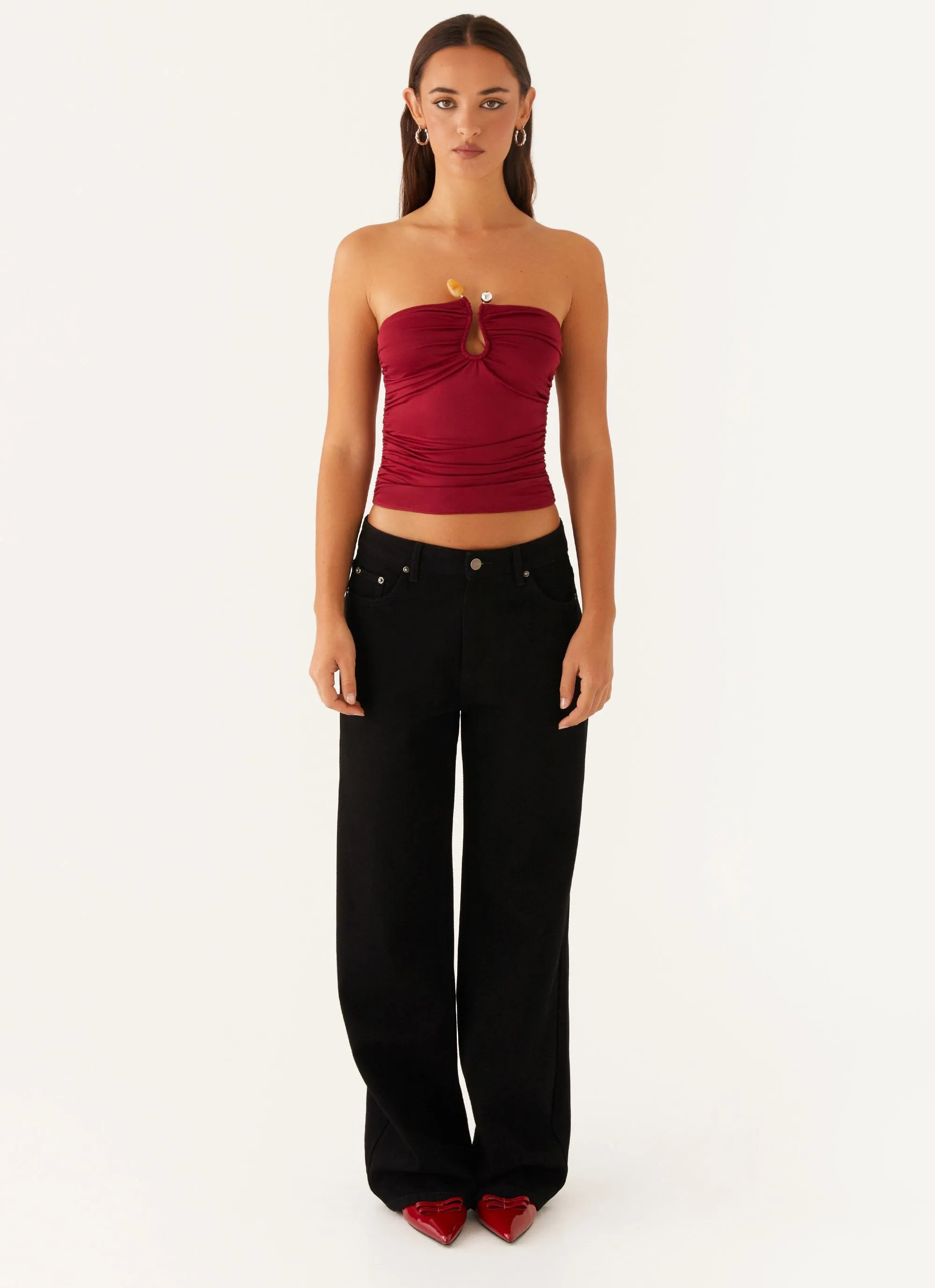 Rudy Tube Top - Maroon Torsion Support Structure
