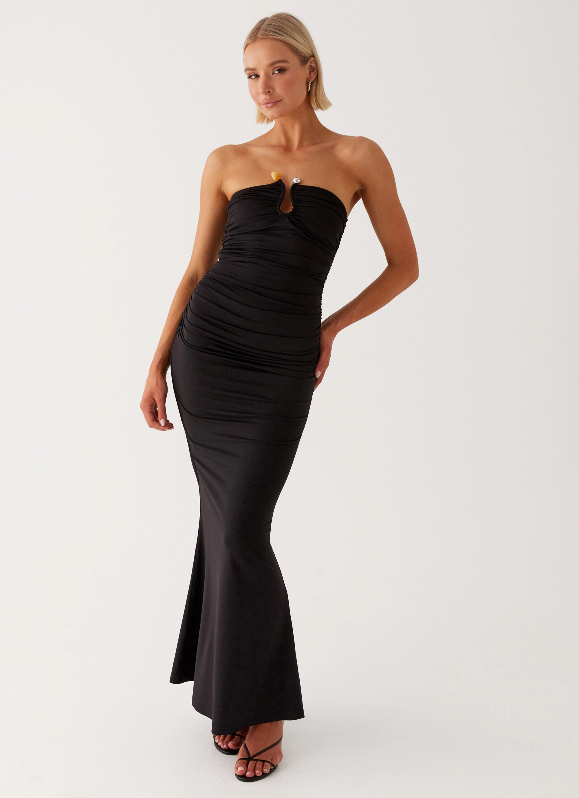 Satin Grace Flattering Wearable Rudy Maxi Dress - Black