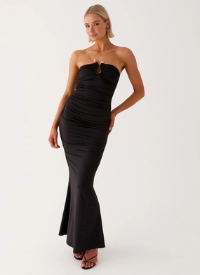 Satin Grace Flattering Wearable Rudy Maxi Dress - Black
