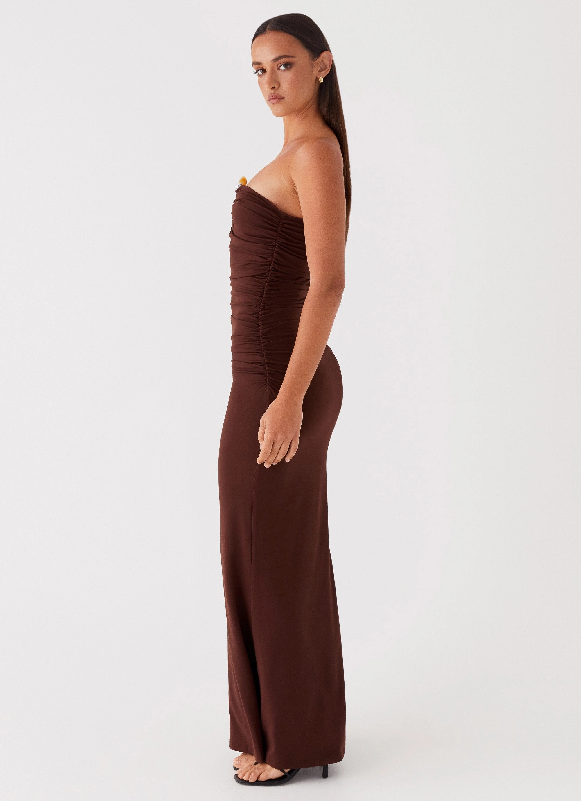 Mood Casual Embroidered-Sleeve Rudy Maxi Dress - Brown