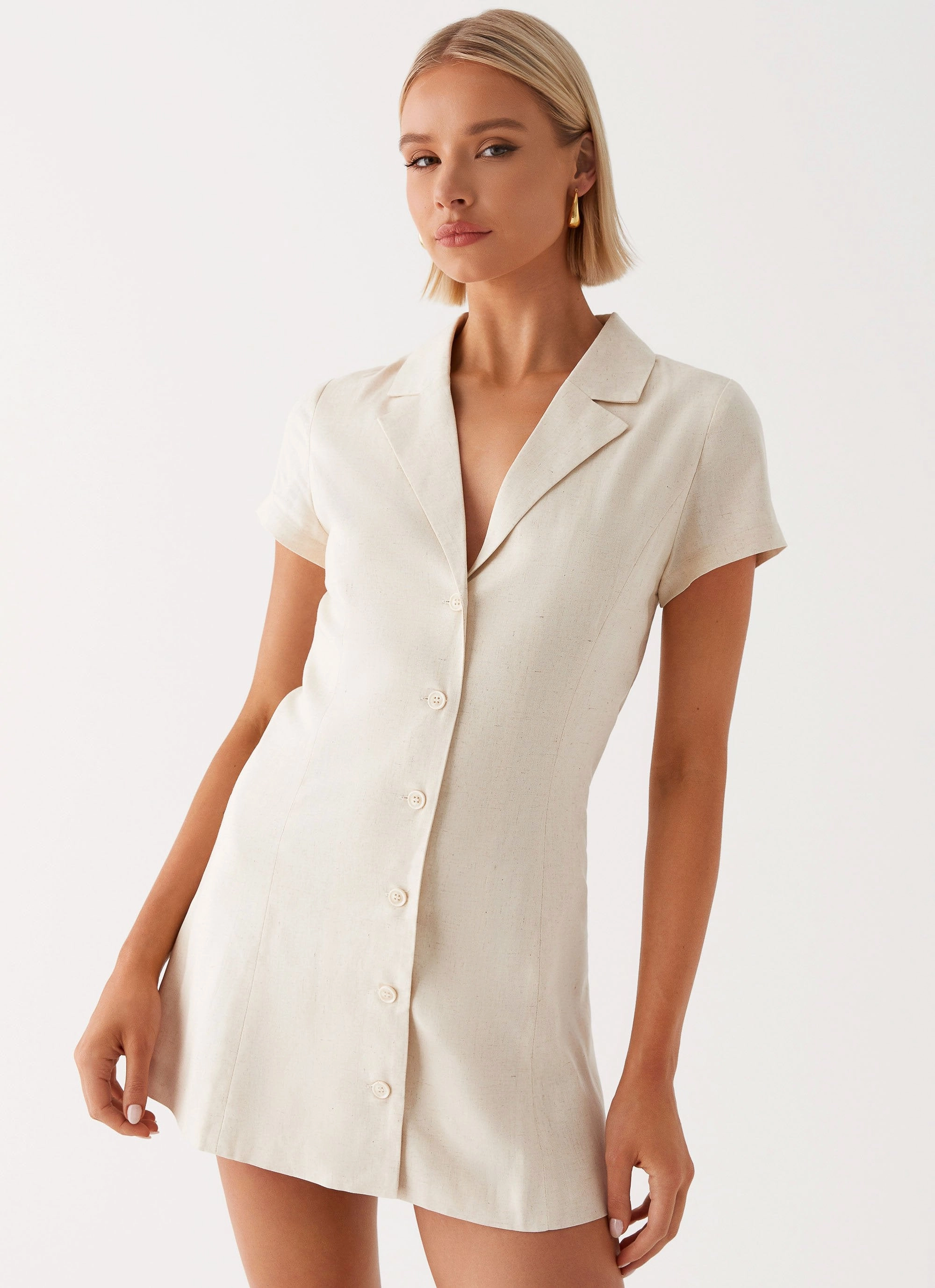 Fit Focused Russo Linen Mini Dress - Oatmeal
