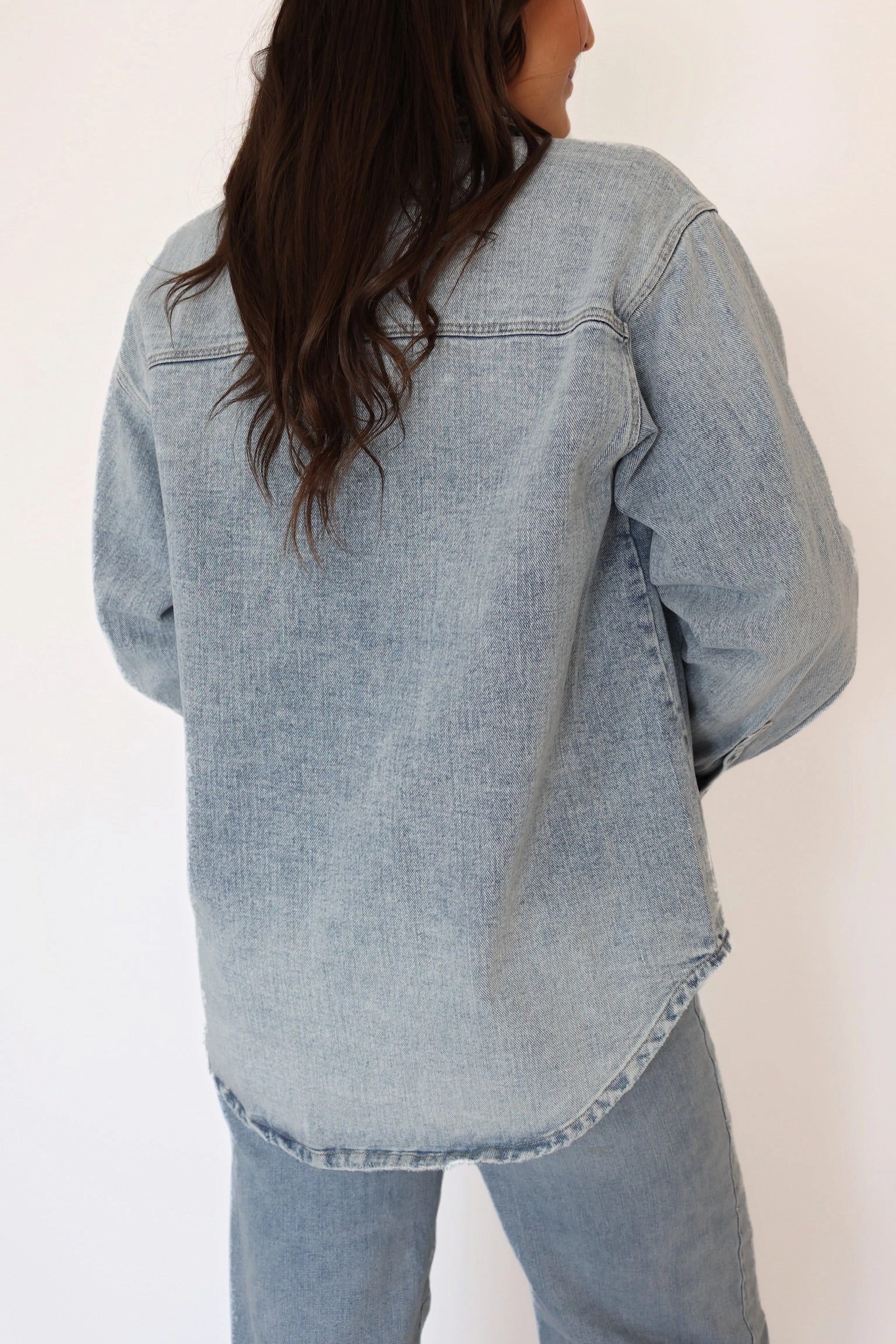 Stretch Technology Anti Static Cloth Blend Ryle Denim Shacket